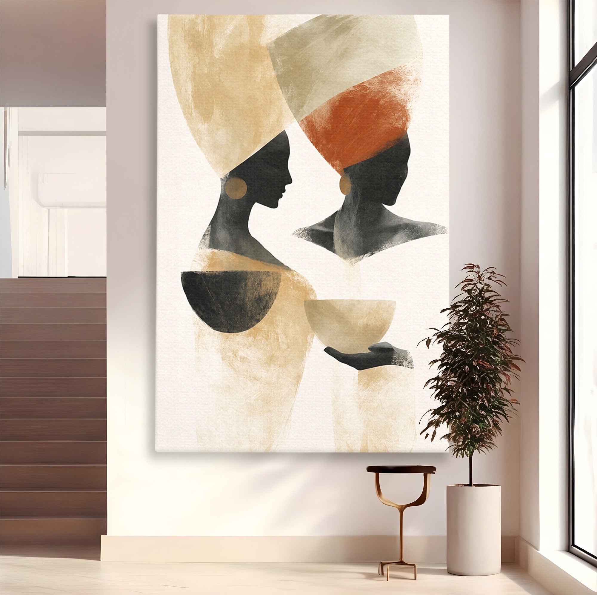 Tablou Canvas Premium LuxCanva® G1284, Siluete Africane Abstracte, Siluete, Abstract, Femei, Cultura, Birou, Culori Vibrante