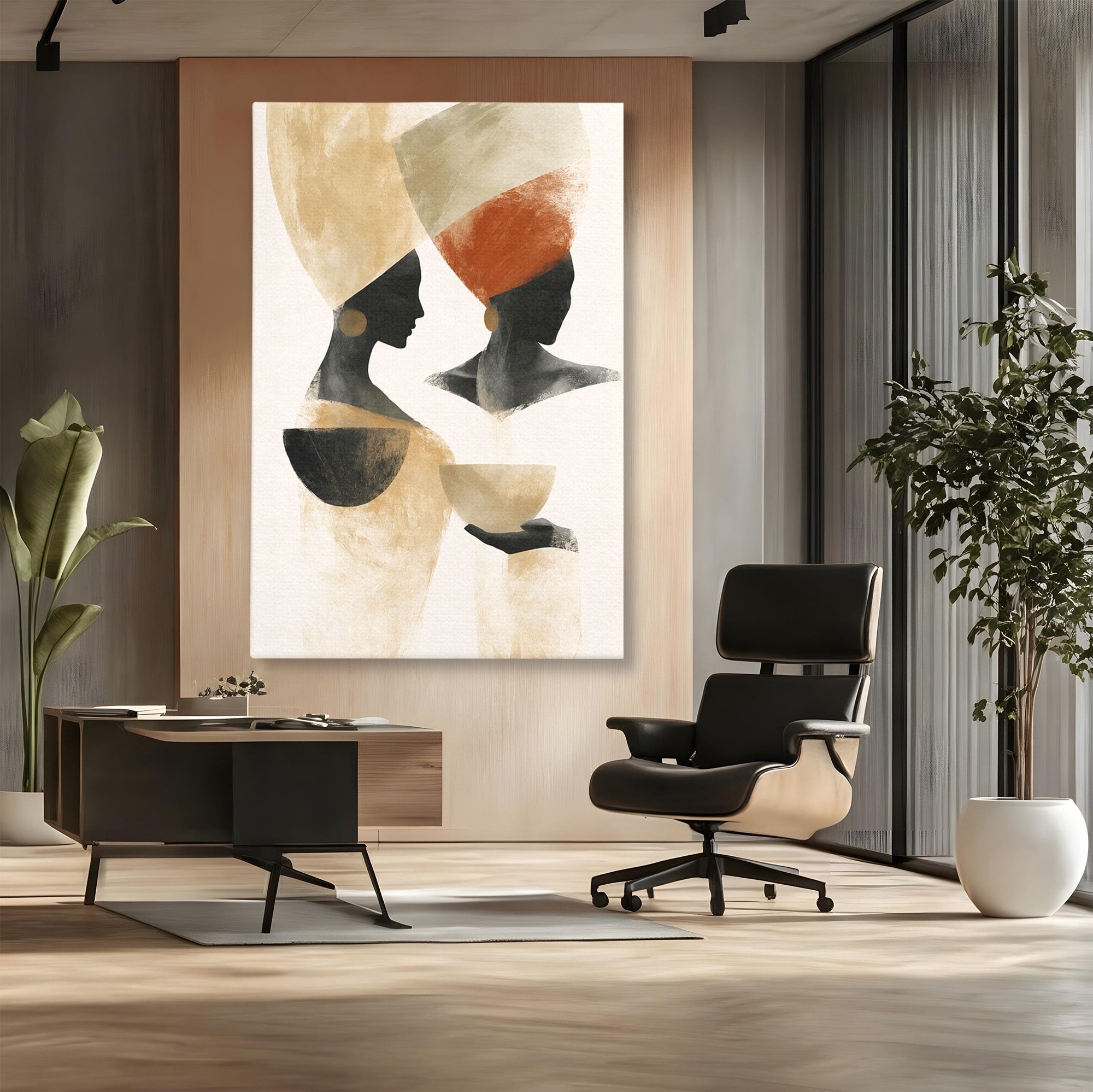 Tablou Canvas Premium LuxCanva® G1284, Siluete Africane Abstracte, Siluete, Abstract, Femei, Cultura, Birou, Culori Vibrante