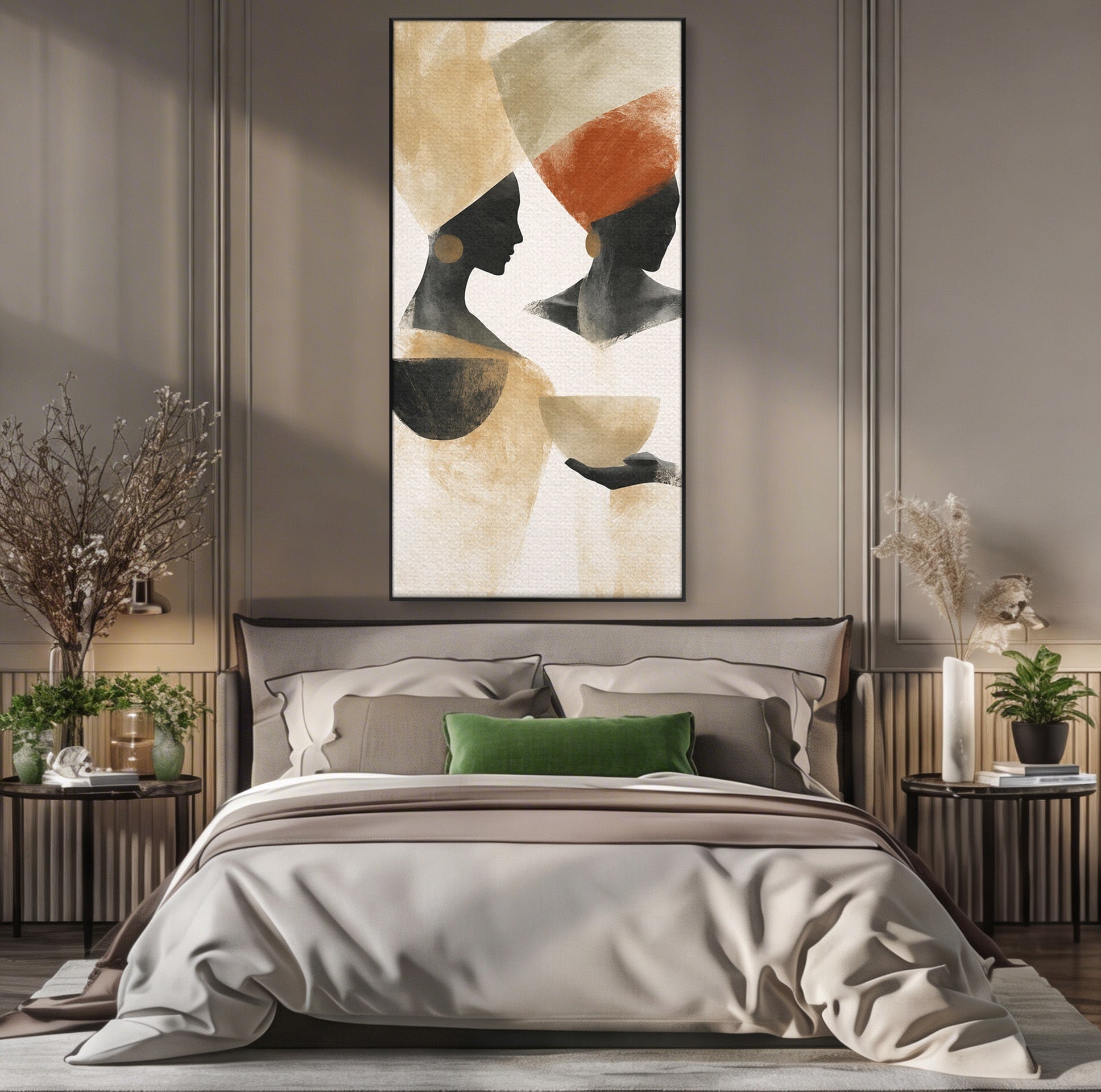 Tablou Canvas Premium LuxCanva® G1284, Siluete Africane Abstracte, Siluete, Abstract, Femei, Cultura, Birou, Culori Vibrante