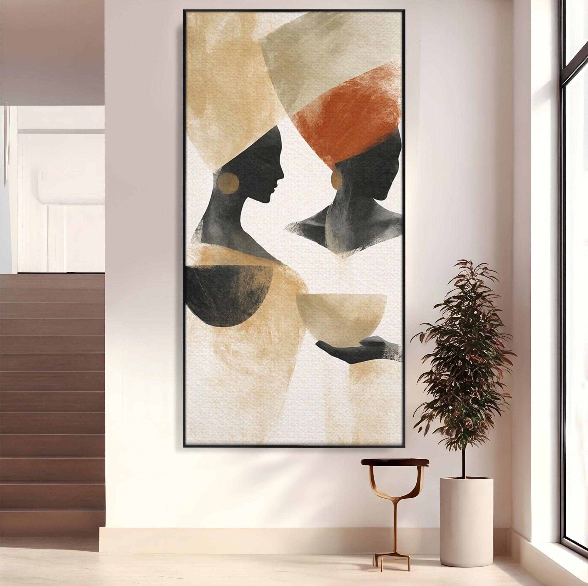 Tablou Canvas Premium LuxCanva® G1284, Siluete Africane Abstracte, Siluete, Abstract, Femei, Cultura, Birou, Culori Vibrante
