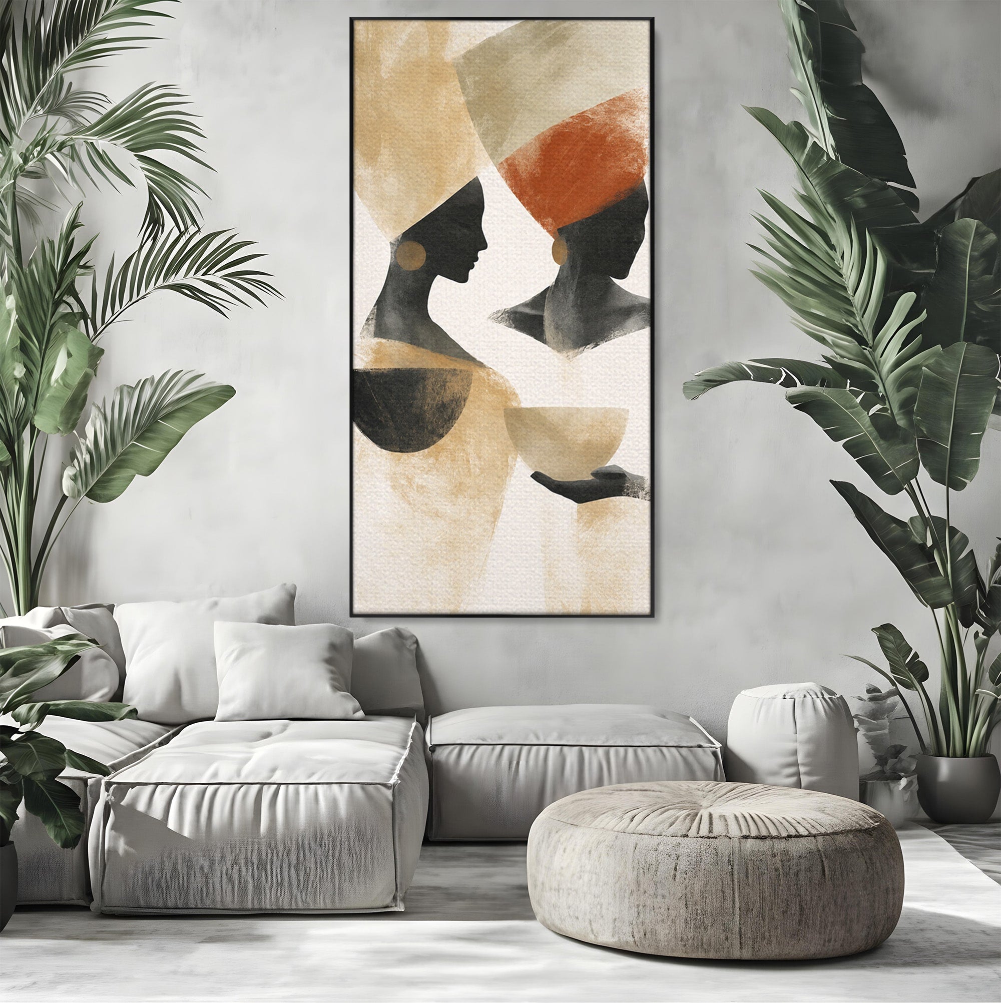 Tablou Canvas Premium LuxCanva® G1284, Siluete Africane Abstracte, Siluete, Abstract, Femei, Cultura, Birou, Culori Vibrante