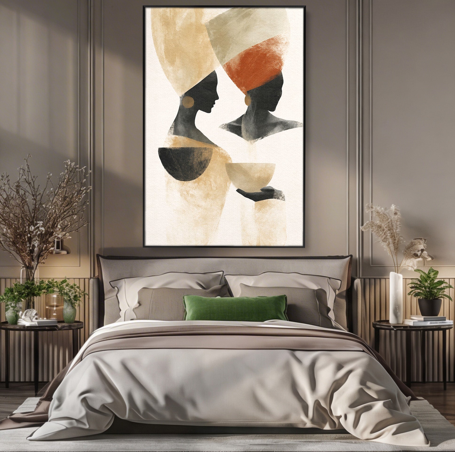 Tablou Canvas Premium LuxCanva® G1284, Siluete Africane Abstracte, Siluete, Abstract, Femei, Cultura, Birou, Culori Vibrante