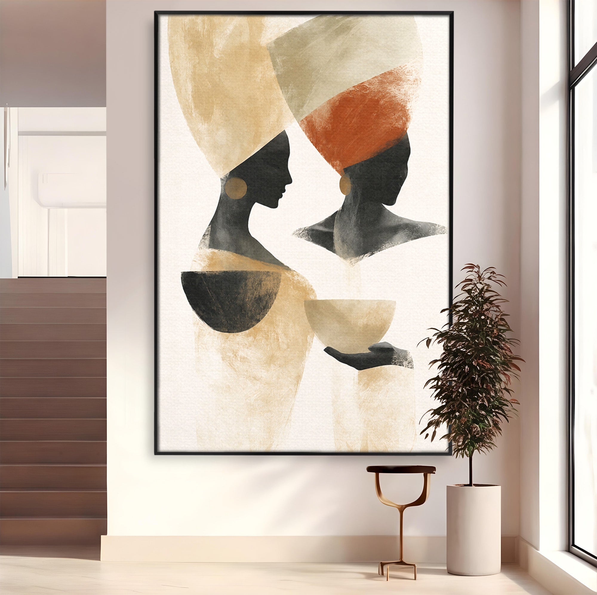 Tablou Canvas Premium LuxCanva® G1284, Siluete Africane Abstracte, Siluete, Abstract, Femei, Cultura, Birou, Culori Vibrante