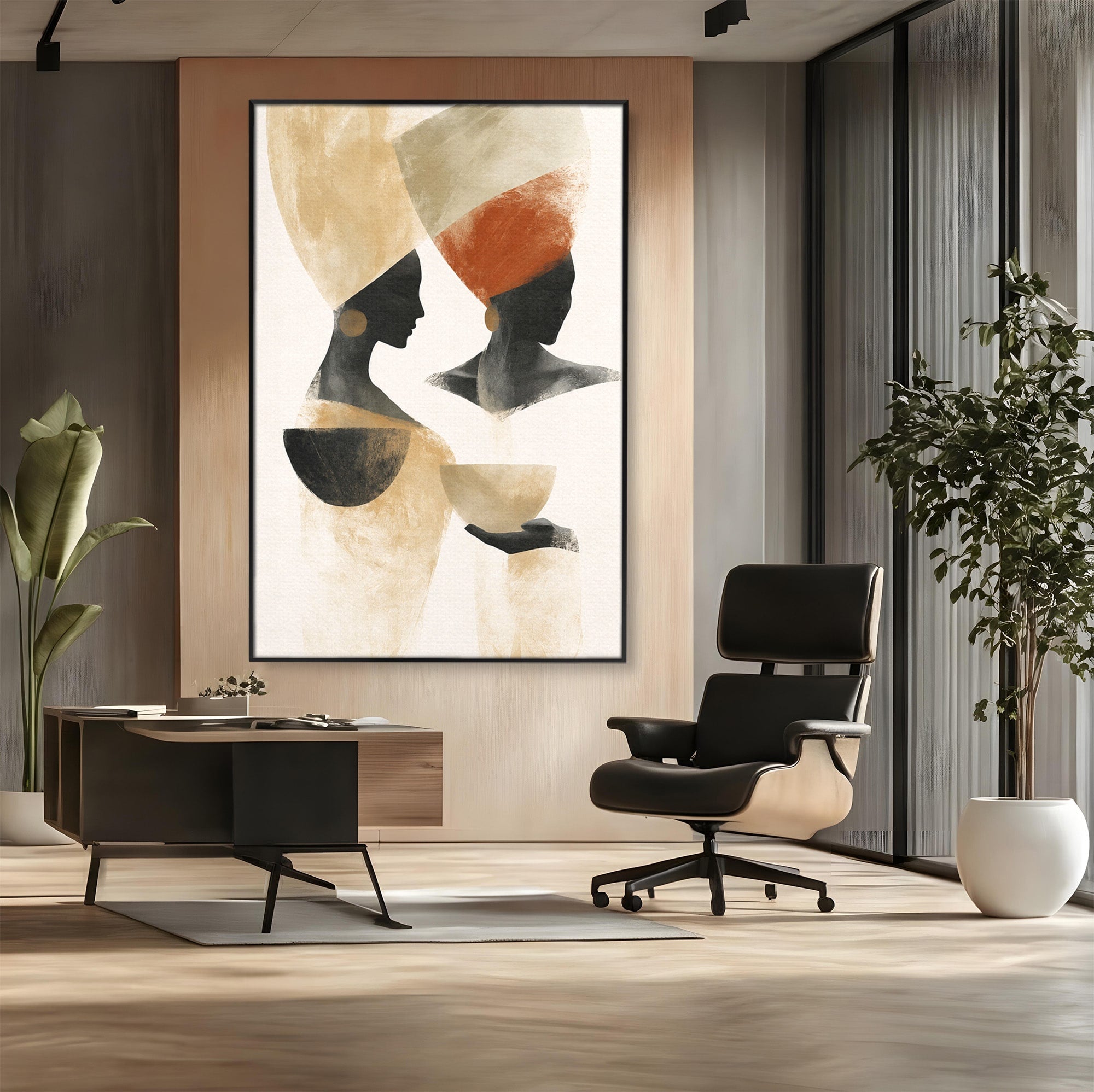 Tablou Canvas Premium LuxCanva® G1284, Siluete Africane Abstracte, Siluete, Abstract, Femei, Cultura, Birou, Culori Vibrante