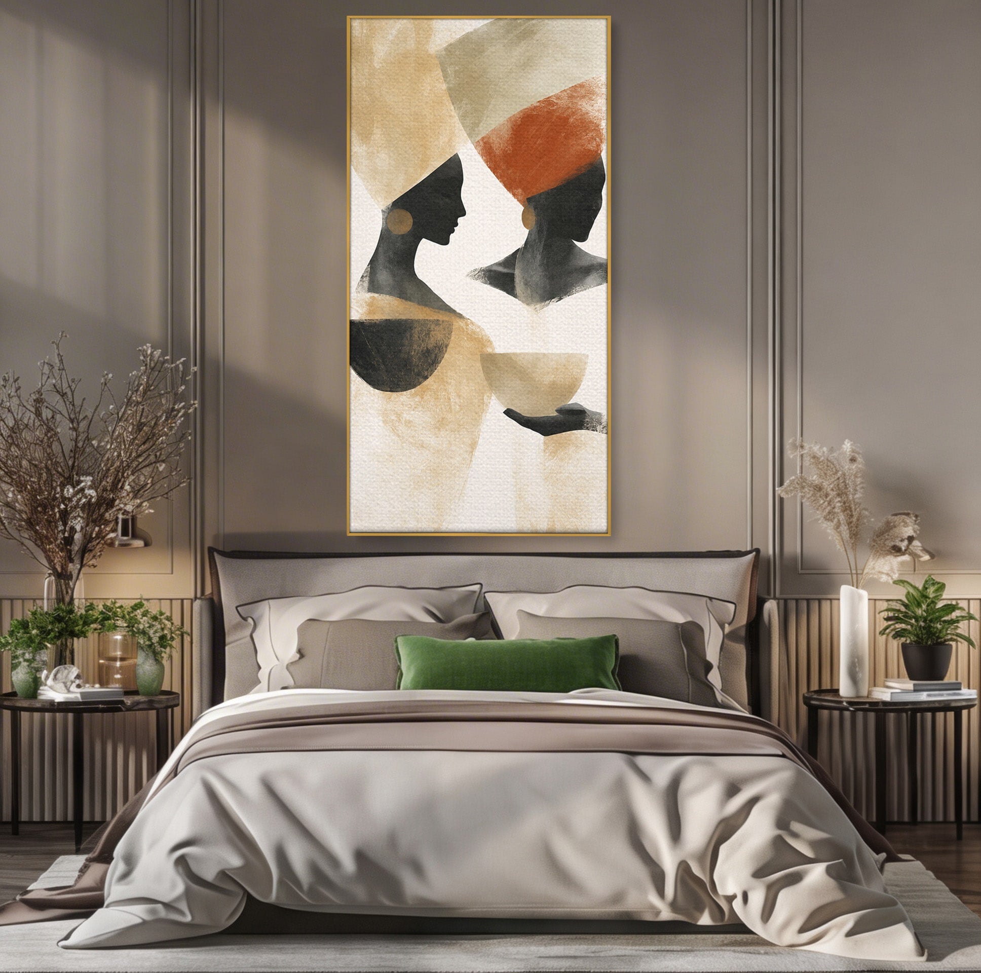 Tablou Canvas Premium LuxCanva® G1284, Siluete Africane Abstracte, Siluete, Abstract, Femei, Cultura, Birou, Culori Vibrante