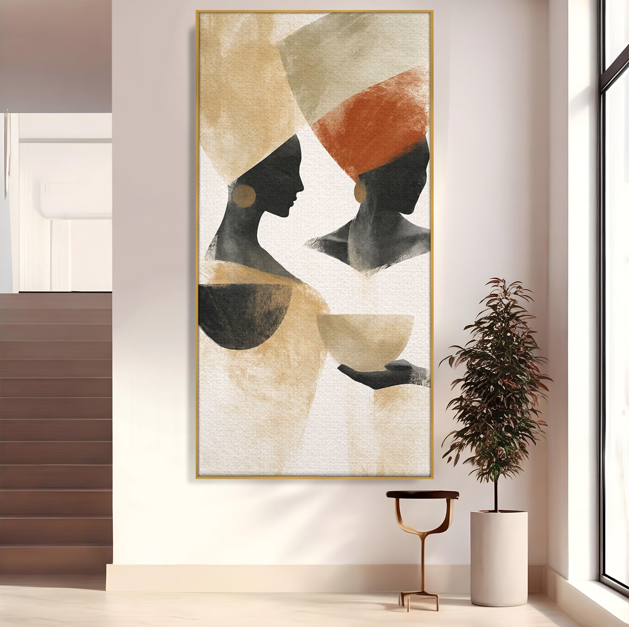 Tablou Canvas Premium LuxCanva® G1284, Siluete Africane Abstracte, Siluete, Abstract, Femei, Cultura, Birou, Culori Vibrante