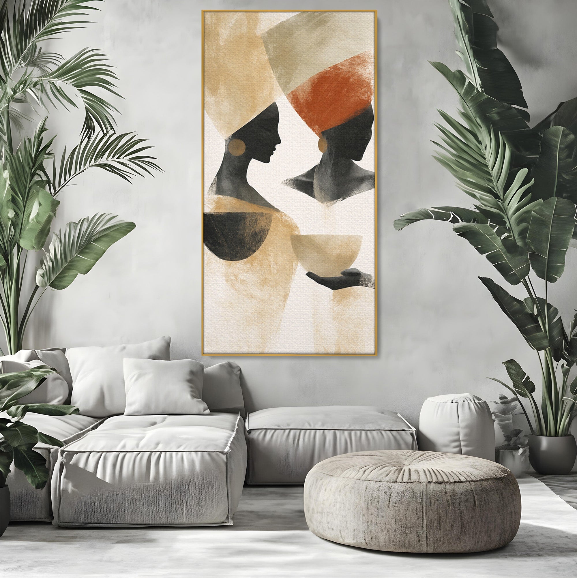 Tablou Canvas Premium LuxCanva® G1284, Siluete Africane Abstracte, Siluete, Abstract, Femei, Cultura, Birou, Culori Vibrante