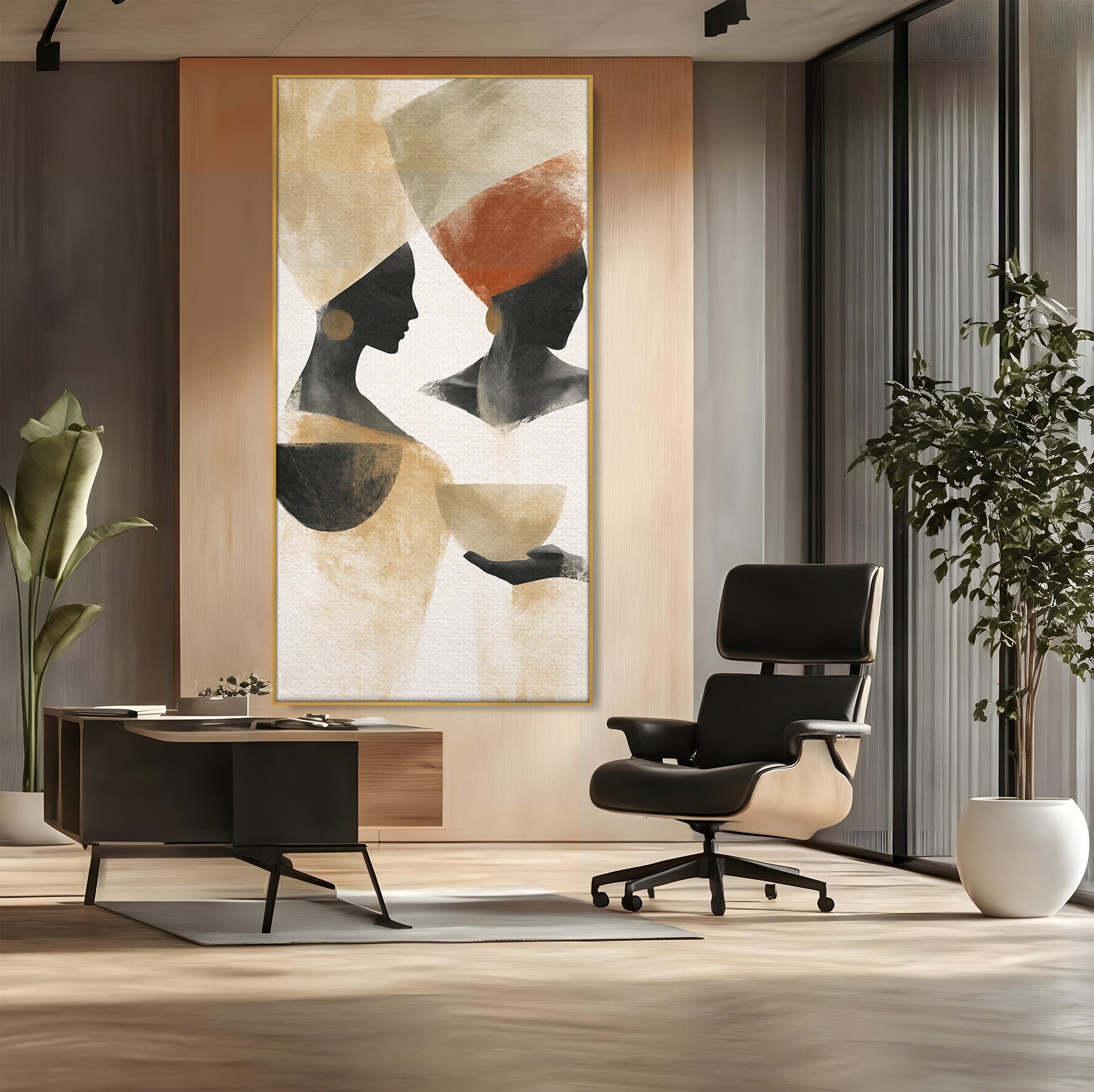 Tablou Canvas Premium LuxCanva® G1284, Siluete Africane Abstracte, Siluete, Abstract, Femei, Cultura, Birou, Culori Vibrante