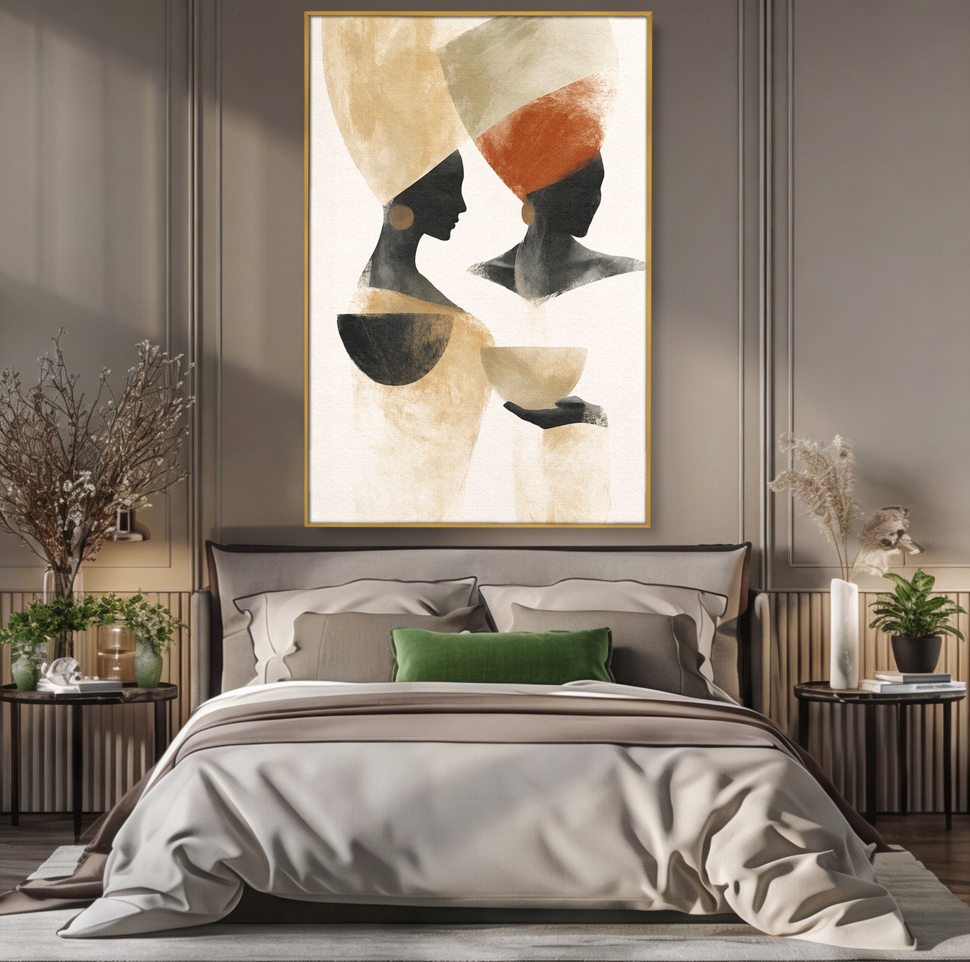 Tablou Canvas Premium LuxCanva® G1284, Siluete Africane Abstracte, Siluete, Abstract, Femei, Cultura, Birou, Culori Vibrante
