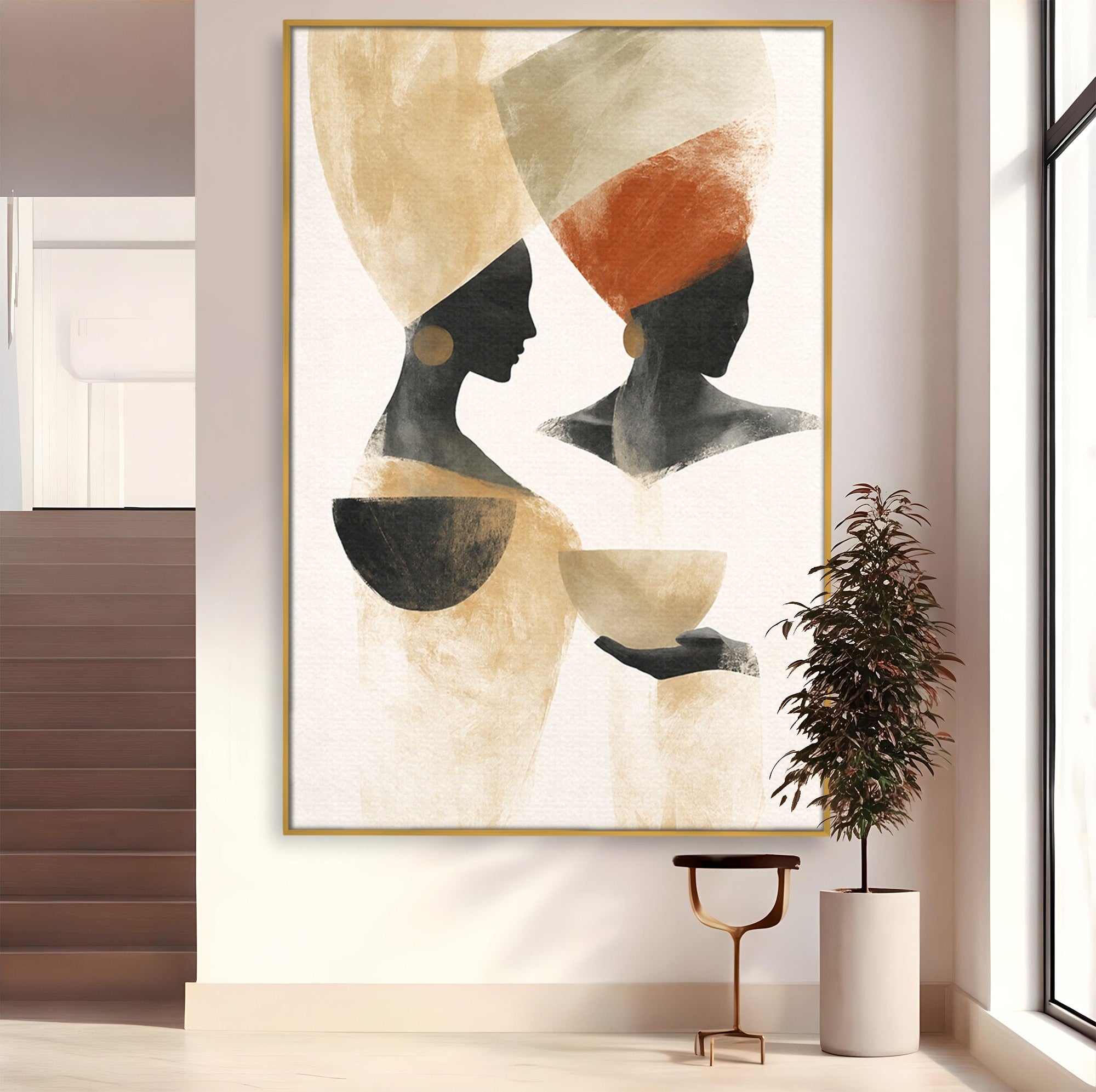 Tablou Canvas Premium LuxCanva® G1284, Siluete Africane Abstracte, Siluete, Abstract, Femei, Cultura, Birou, Culori Vibrante
