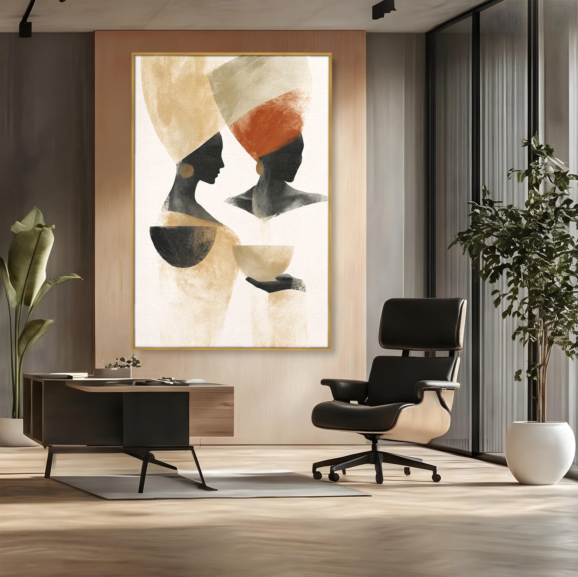 Tablou Canvas Premium LuxCanva® G1284, Siluete Africane Abstracte, Siluete, Abstract, Femei, Cultura, Birou, Culori Vibrante