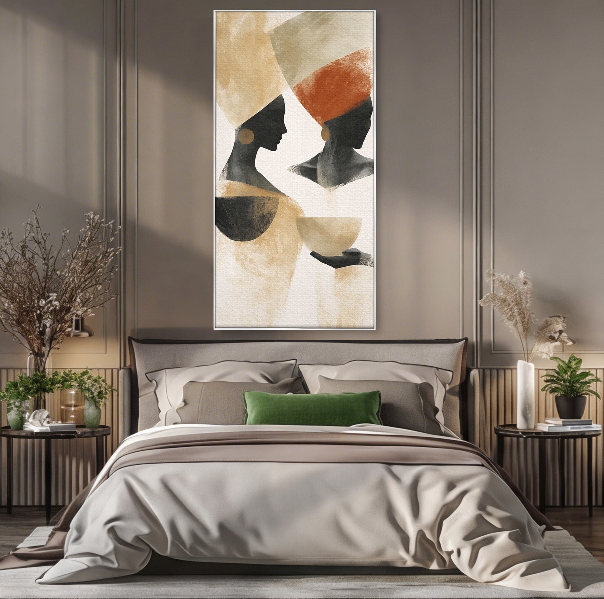 Tablou Canvas Premium LuxCanva® G1284, Siluete Africane Abstracte, Siluete, Abstract, Femei, Cultura, Birou, Culori Vibrante