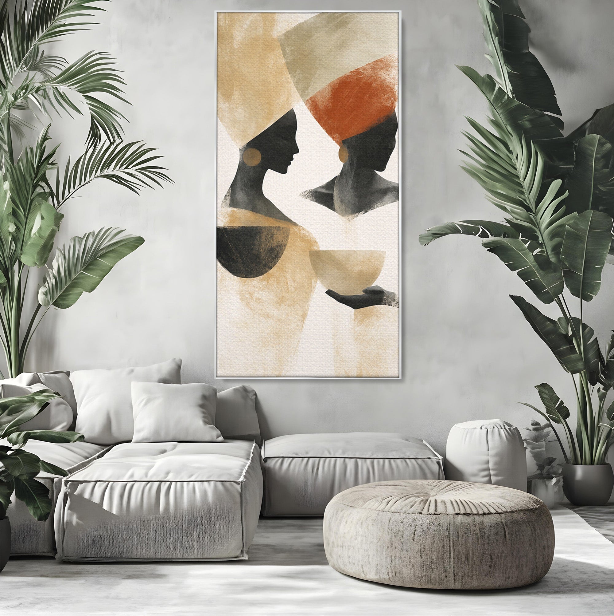 Tablou Canvas Premium LuxCanva® G1284, Siluete Africane Abstracte, Siluete, Abstract, Femei, Cultura, Birou, Culori Vibrante