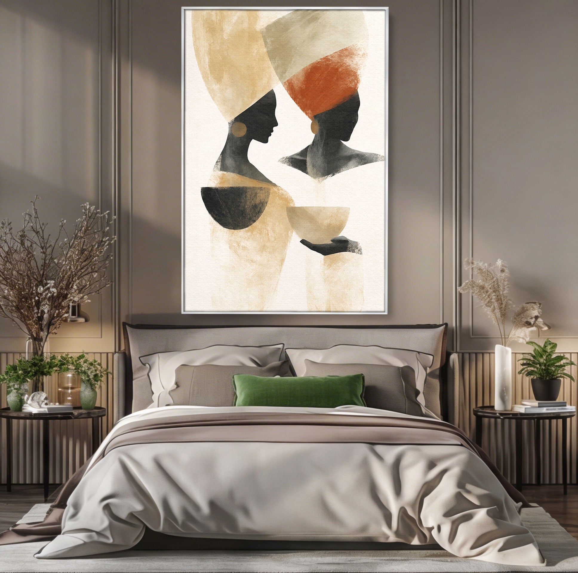 Tablou Canvas Premium LuxCanva® G1284, Siluete Africane Abstracte, Siluete, Abstract, Femei, Cultura, Birou, Culori Vibrante