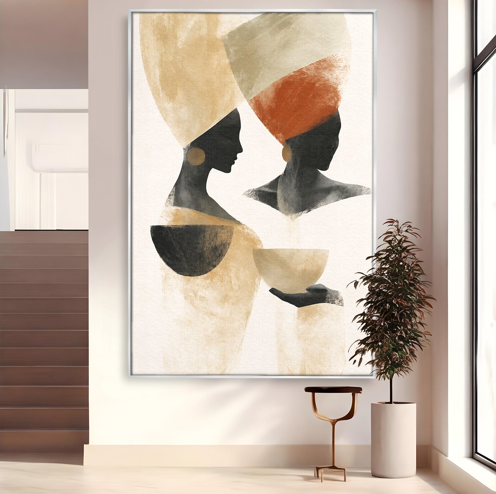 Tablou Canvas Premium LuxCanva® G1284, Siluete Africane Abstracte, Siluete, Abstract, Femei, Cultura, Birou, Culori Vibrante
