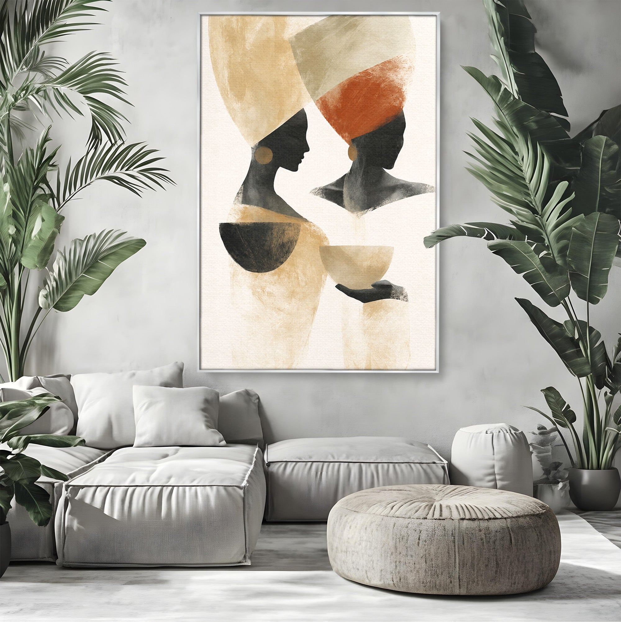 Tablou Canvas Premium LuxCanva® G1284, Siluete Africane Abstracte, Siluete, Abstract, Femei, Cultura, Birou, Culori Vibrante