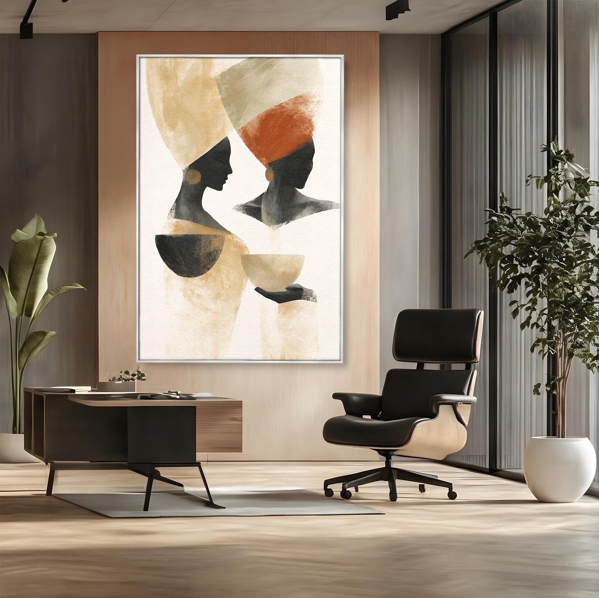Tablou Canvas Premium LuxCanva® G1284, Siluete Africane Abstracte, Siluete, Abstract, Femei, Cultura, Birou, Culori Vibrante