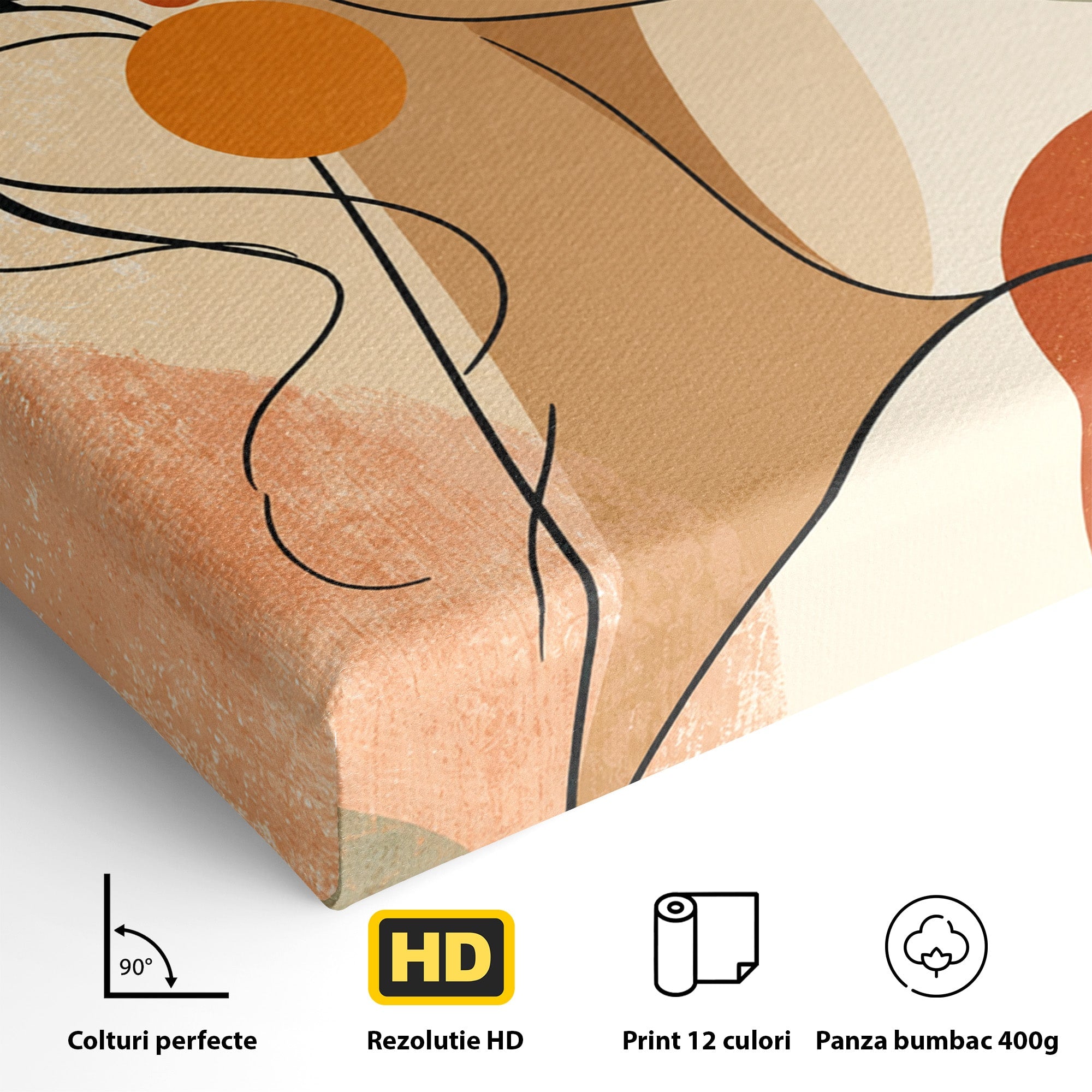 Tablou Canvas Premium LuxCanva® G1285, Profil Feminin Elegant, Portret, Femeie, Eleganta, Abstract, Dormitor, Living, Culori Vibrante