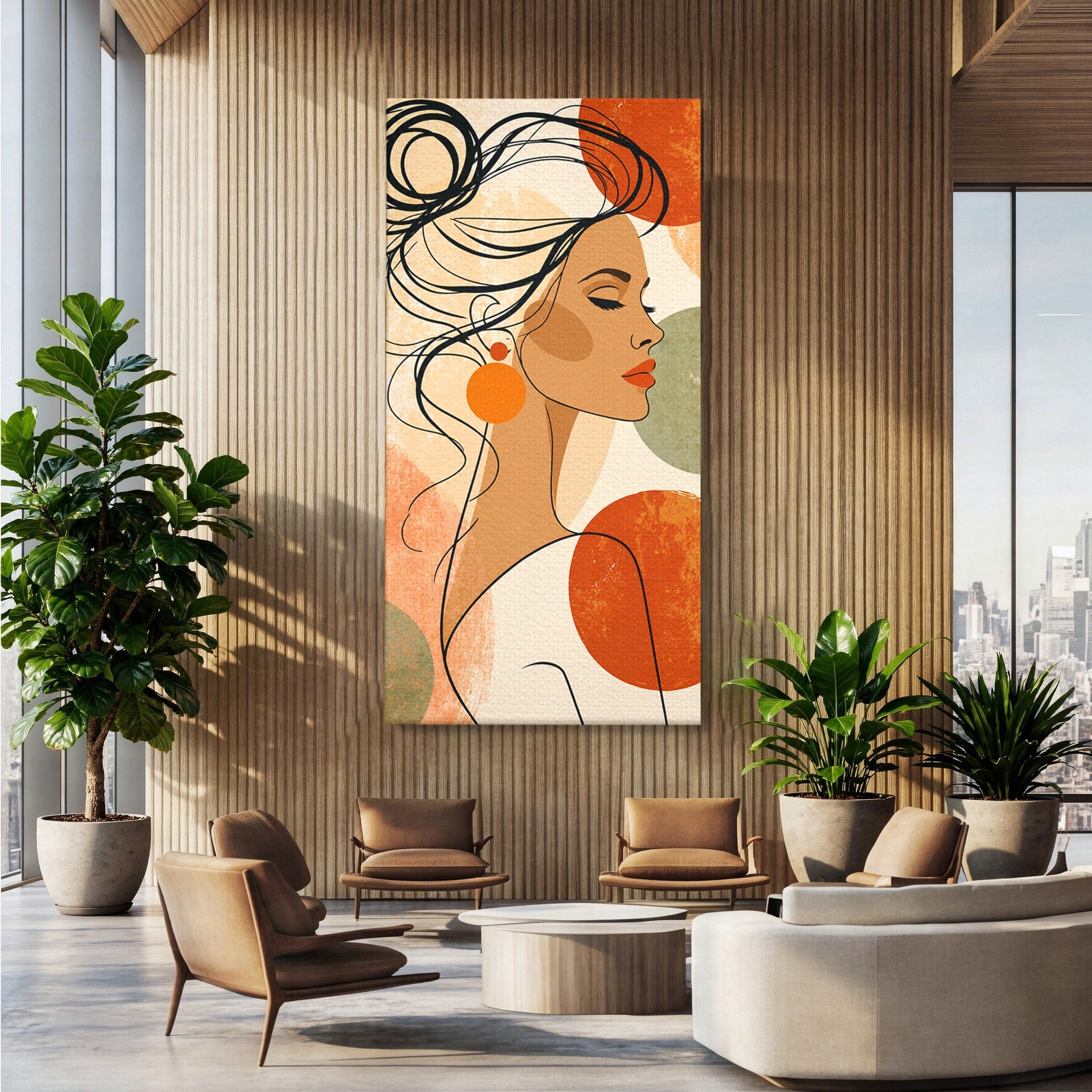 Tablou Canvas Premium LuxCanva® G1285, Profil Feminin Elegant, Portret, Femeie, Eleganta, Abstract, Dormitor, Living, Culori Vibrante