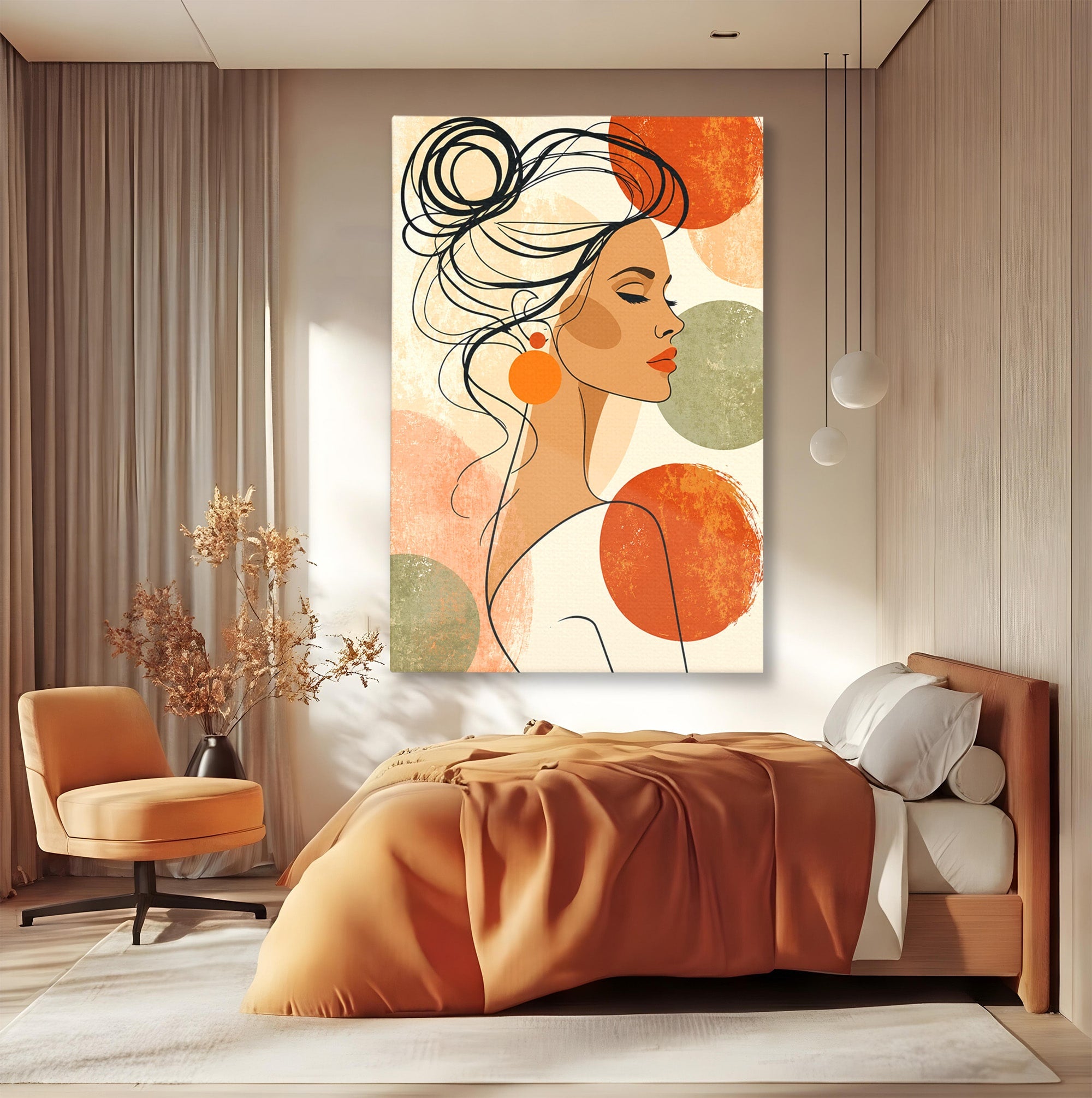 Tablou Canvas Premium LuxCanva® G1285, Profil Feminin Elegant, Portret, Femeie, Eleganta, Abstract, Dormitor, Living, Culori Vibrante