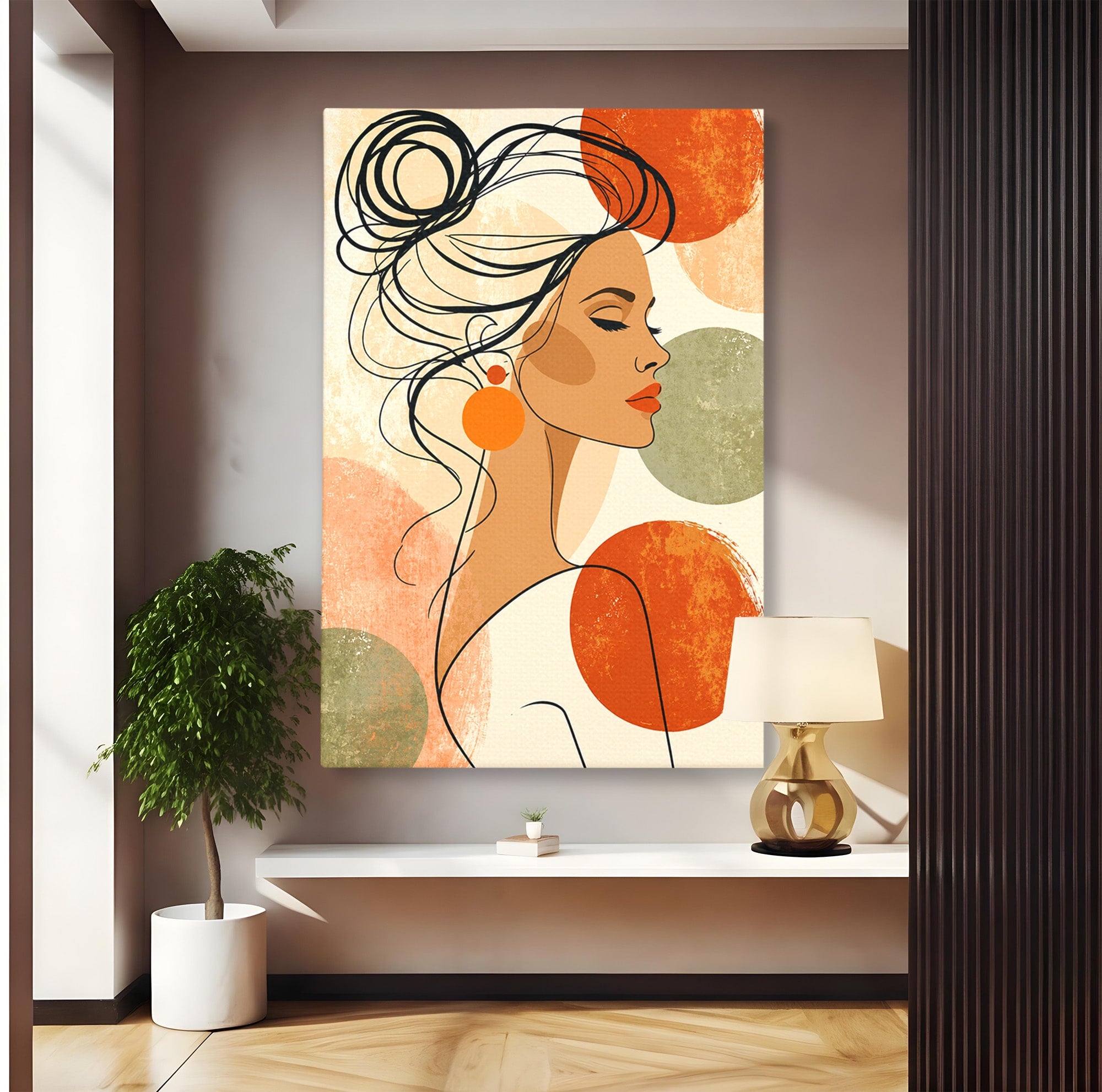 Tablou Canvas Premium LuxCanva® G1285, Profil Feminin Elegant, Portret, Femeie, Eleganta, Abstract, Dormitor, Living, Culori Vibrante