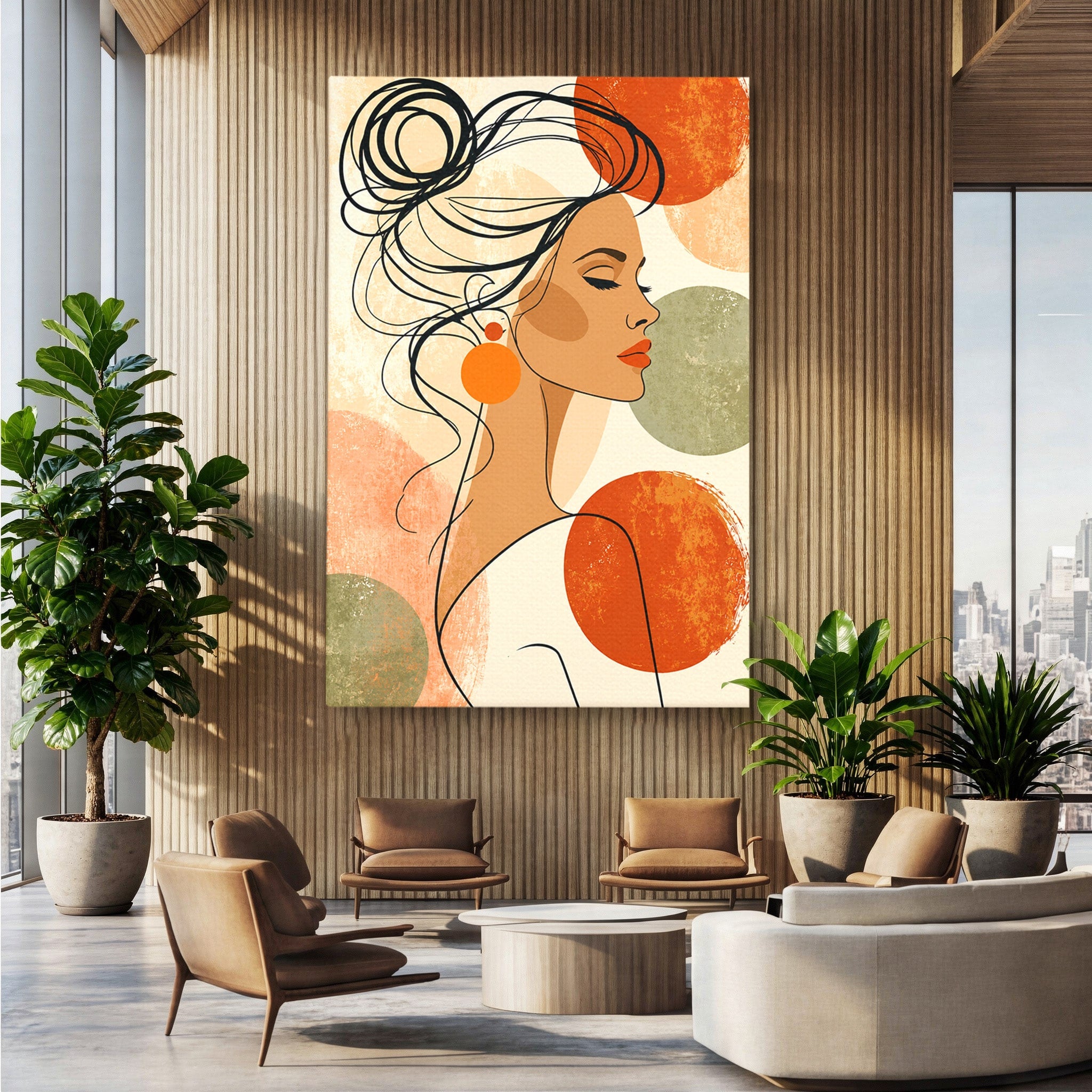 Tablou Canvas Premium LuxCanva® G1285, Profil Feminin Elegant, Portret, Femeie, Eleganta, Abstract, Dormitor, Living, Culori Vibrante