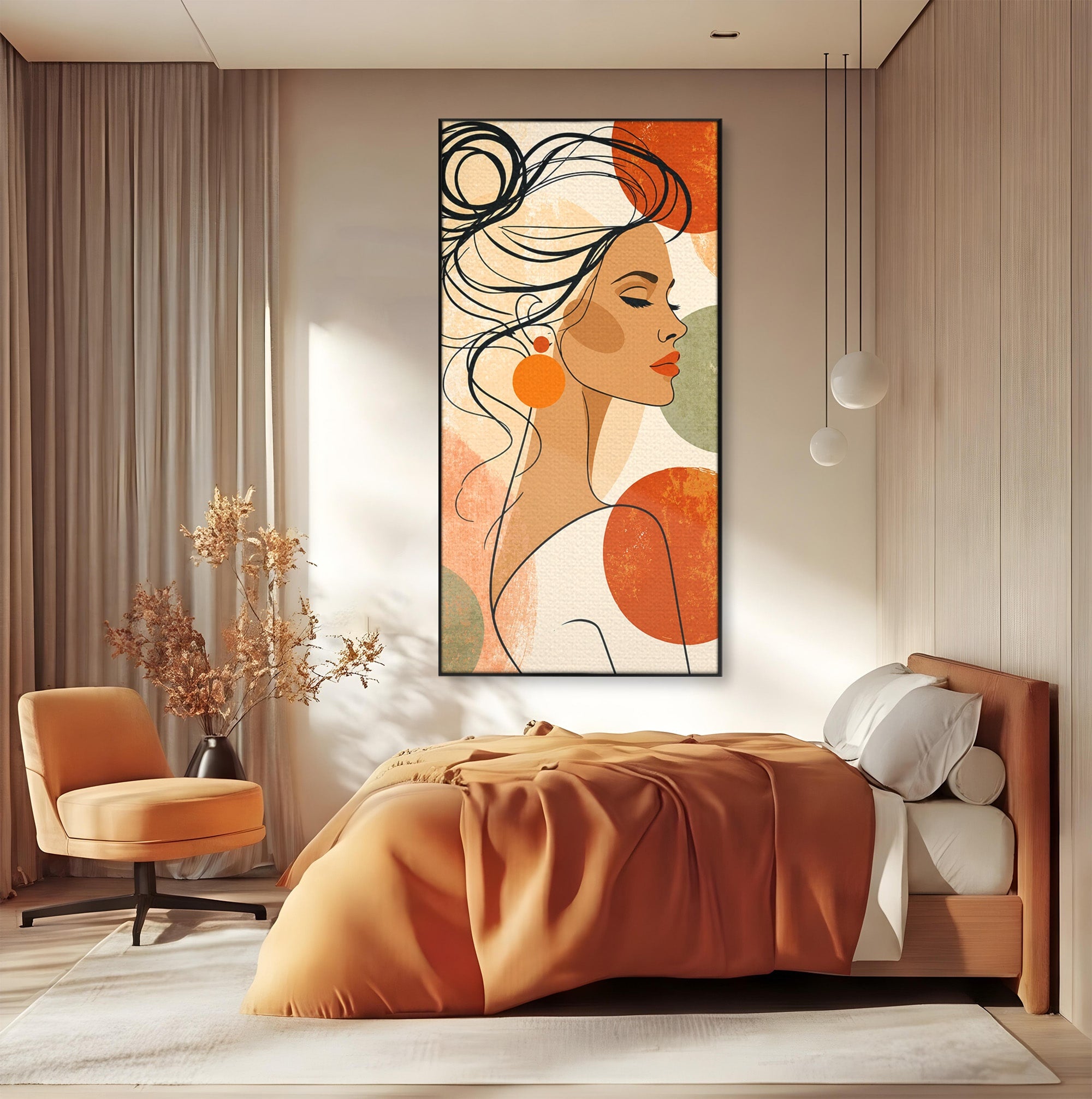 Tablou Canvas Premium LuxCanva® G1285, Profil Feminin Elegant, Portret, Femeie, Eleganta, Abstract, Dormitor, Living, Culori Vibrante