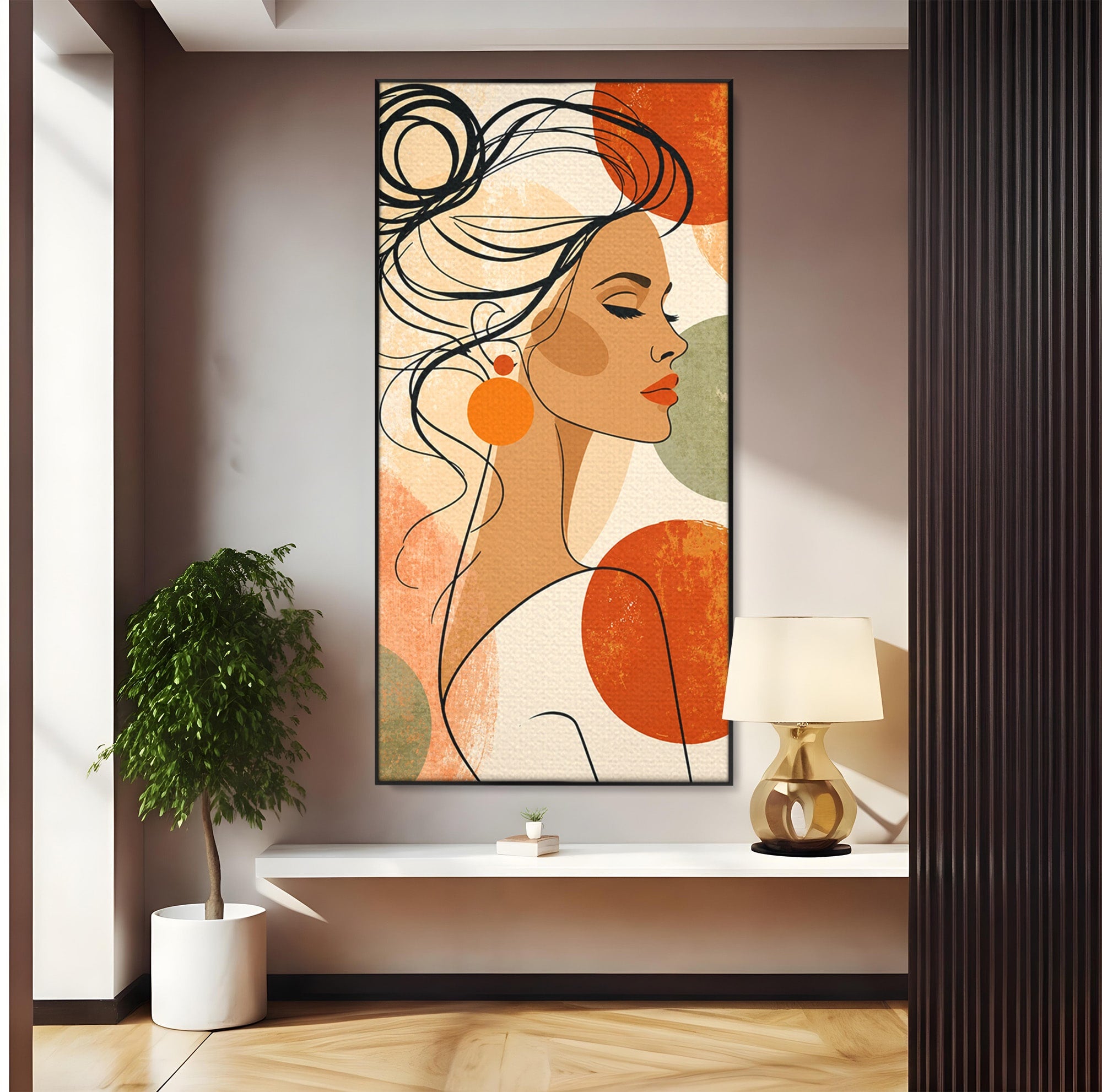 Tablou Canvas Premium LuxCanva® G1285, Profil Feminin Elegant, Portret, Femeie, Eleganta, Abstract, Dormitor, Living, Culori Vibrante