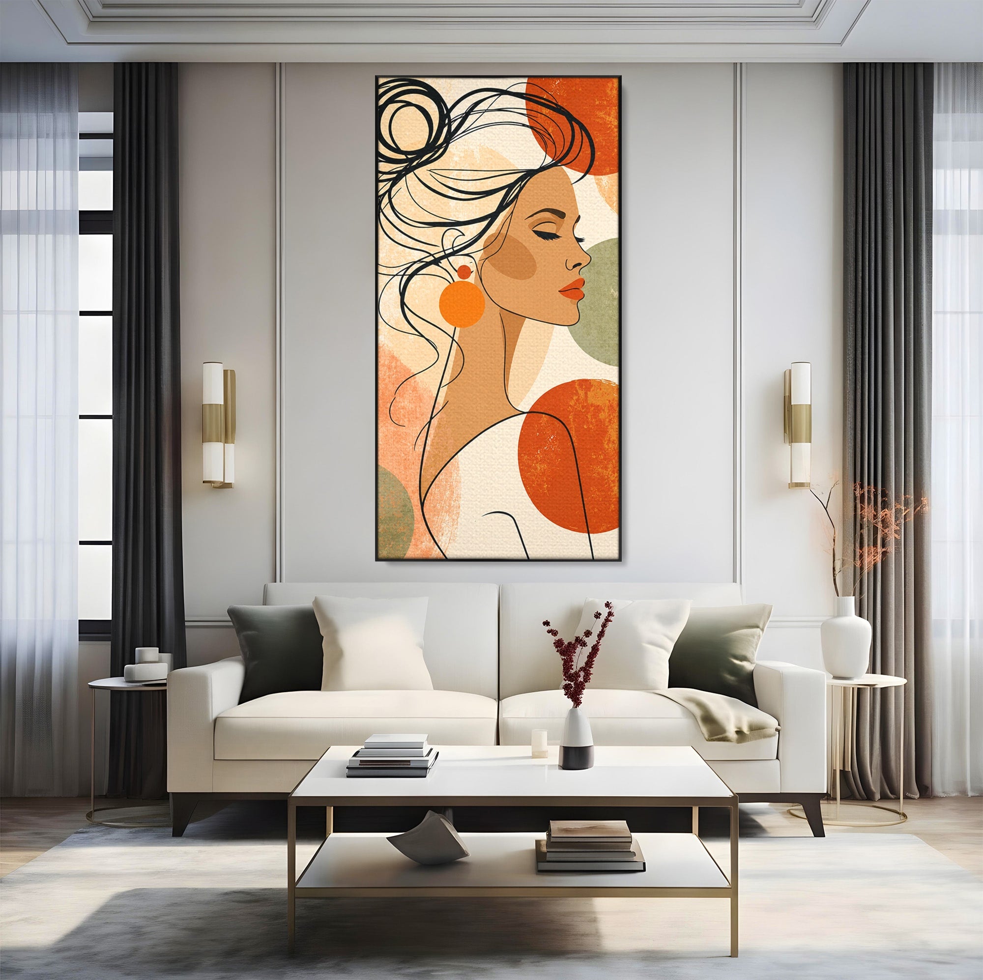 Tablou Canvas Premium LuxCanva® G1285, Profil Feminin Elegant, Portret, Femeie, Eleganta, Abstract, Dormitor, Living, Culori Vibrante