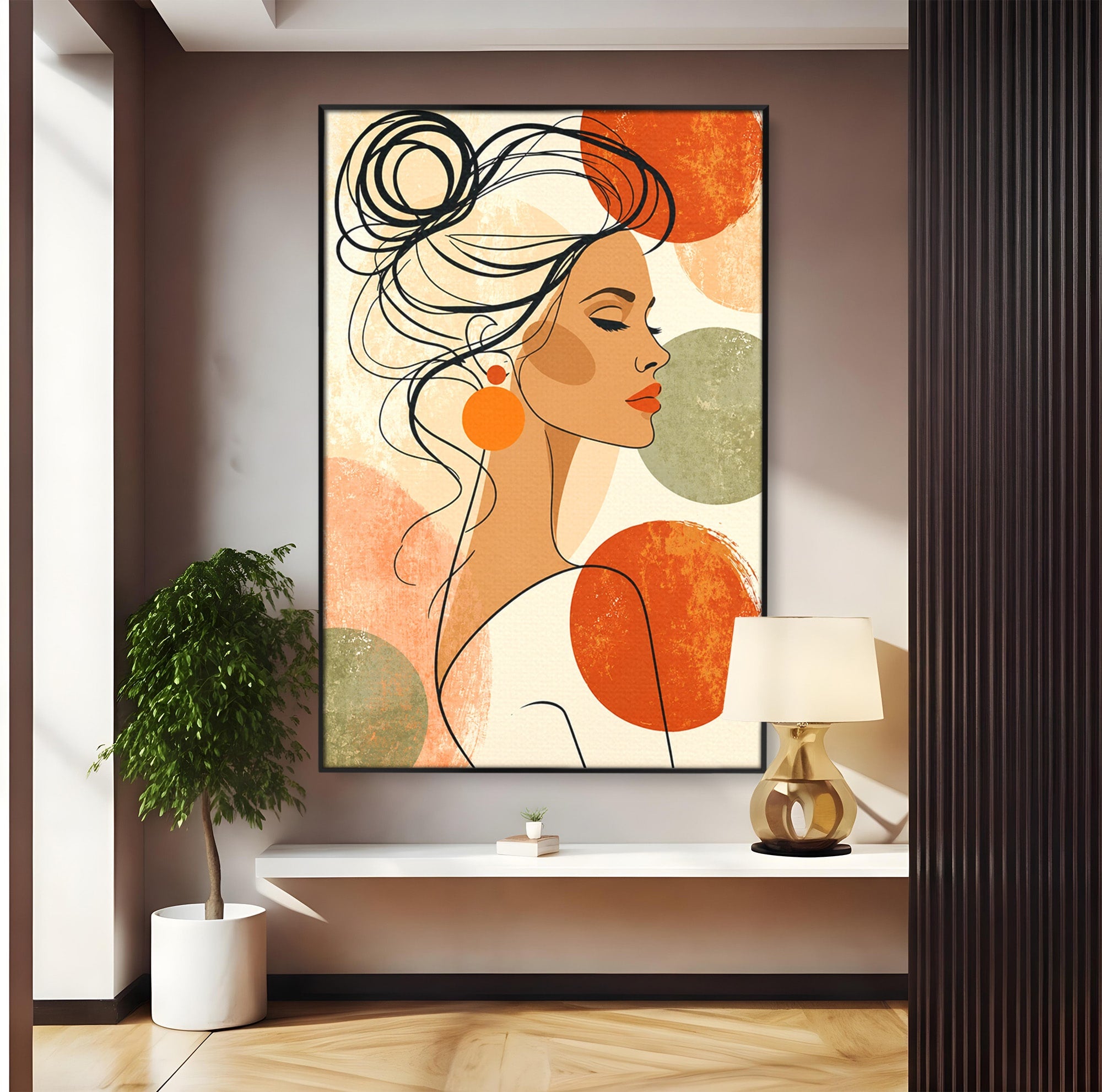 Tablou Canvas Premium LuxCanva® G1285, Profil Feminin Elegant, Portret, Femeie, Eleganta, Abstract, Dormitor, Living, Culori Vibrante