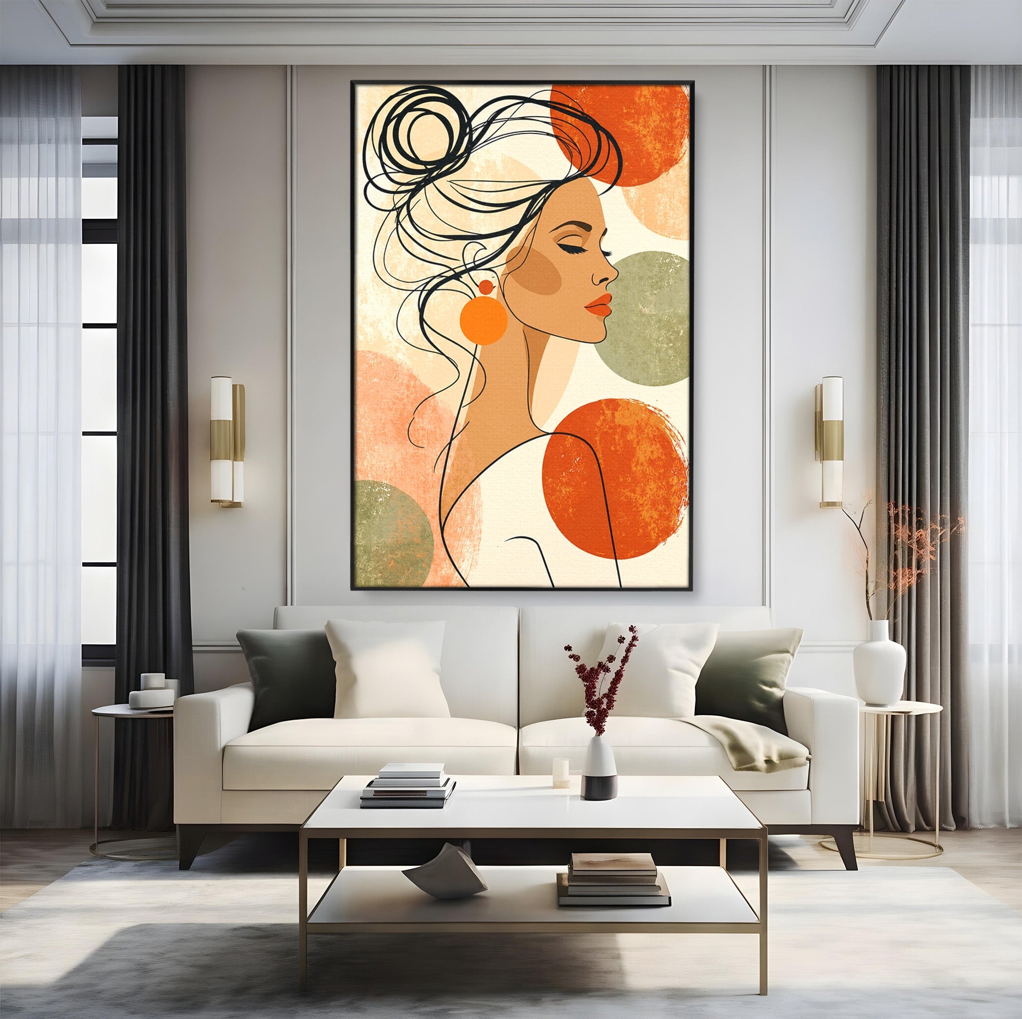 Tablou Canvas Premium LuxCanva® G1285, Profil Feminin Elegant, Portret, Femeie, Eleganta, Abstract, Dormitor, Living, Culori Vibrante