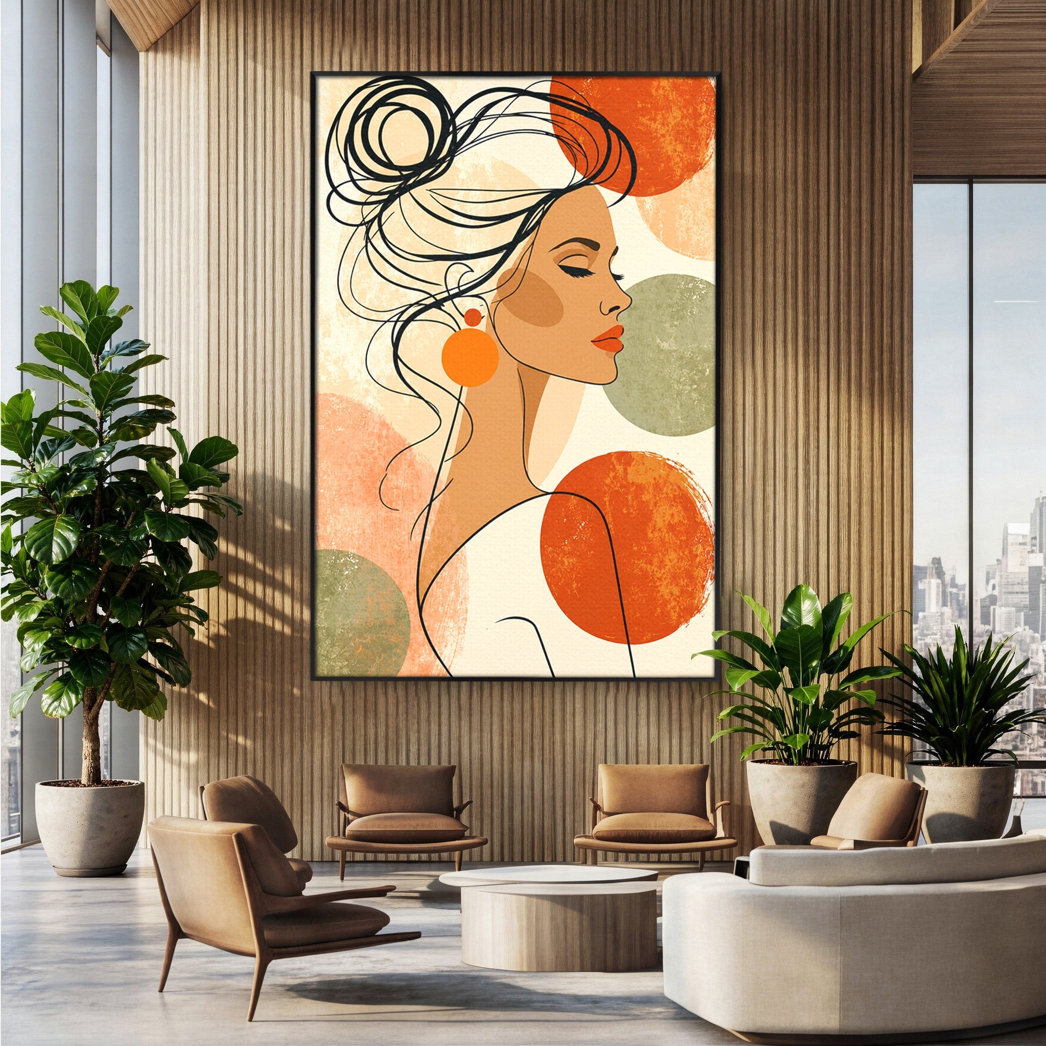 Tablou Canvas Premium LuxCanva® G1285, Profil Feminin Elegant, Portret, Femeie, Eleganta, Abstract, Dormitor, Living, Culori Vibrante