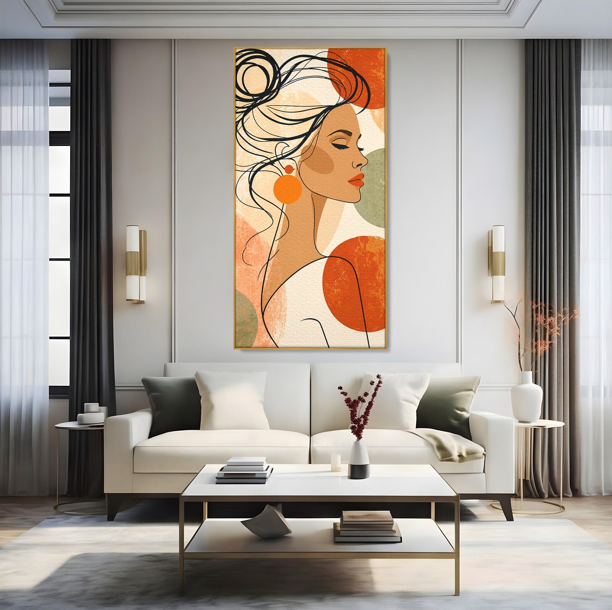 Tablou Canvas Premium LuxCanva® G1285, Profil Feminin Elegant, Portret, Femeie, Eleganta, Abstract, Dormitor, Living, Culori Vibrante