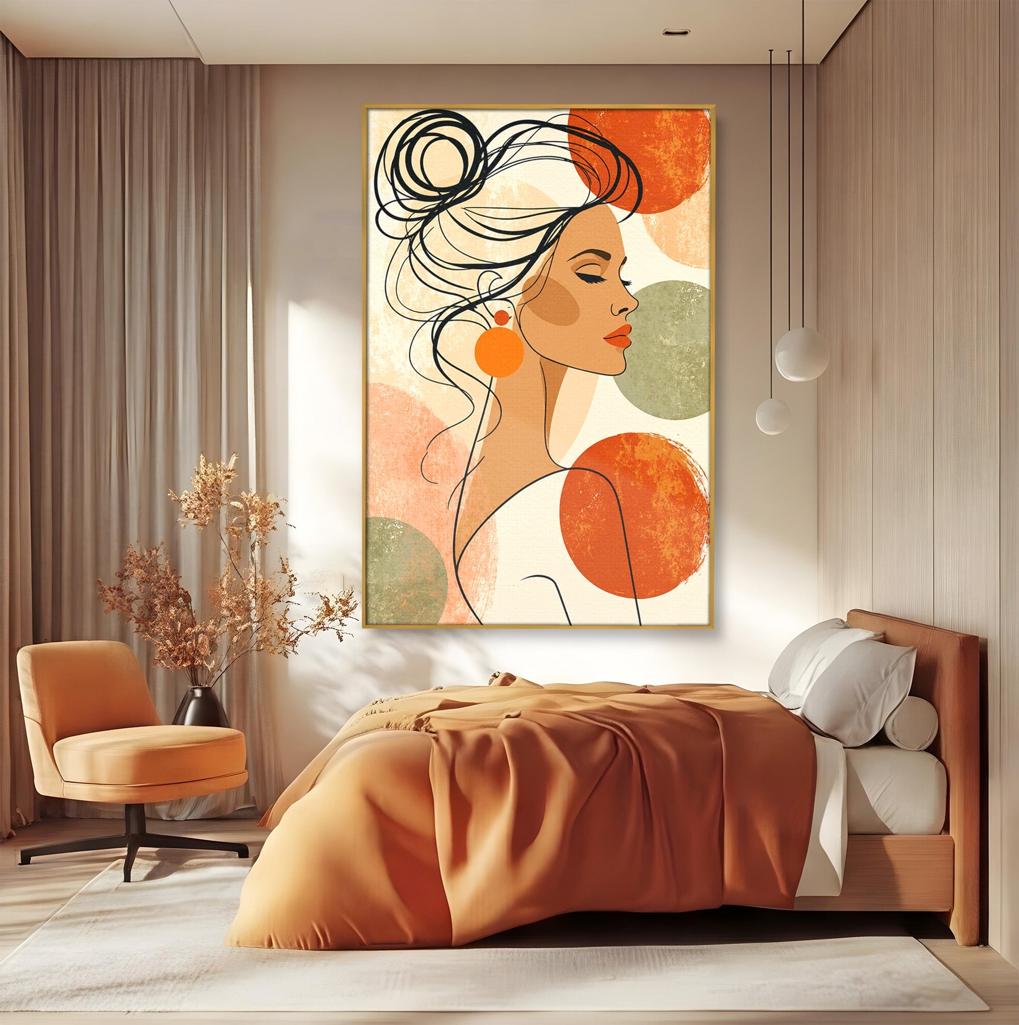 Tablou Canvas Premium LuxCanva® G1285, Profil Feminin Elegant, Portret, Femeie, Eleganta, Abstract, Dormitor, Living, Culori Vibrante