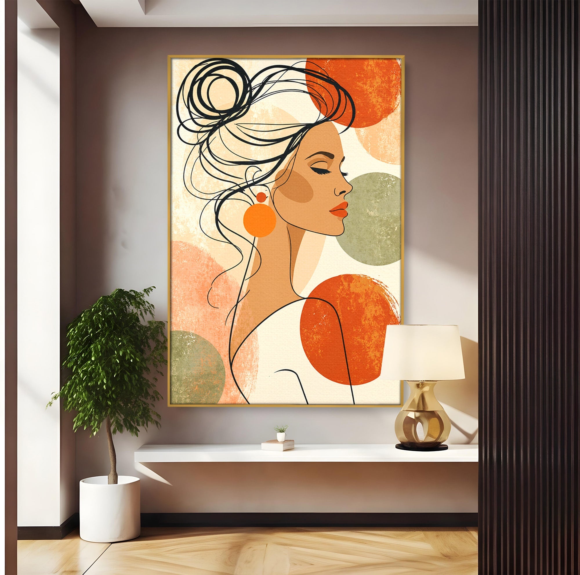 Tablou Canvas Premium LuxCanva® G1285, Profil Feminin Elegant, Portret, Femeie, Eleganta, Abstract, Dormitor, Living, Culori Vibrante