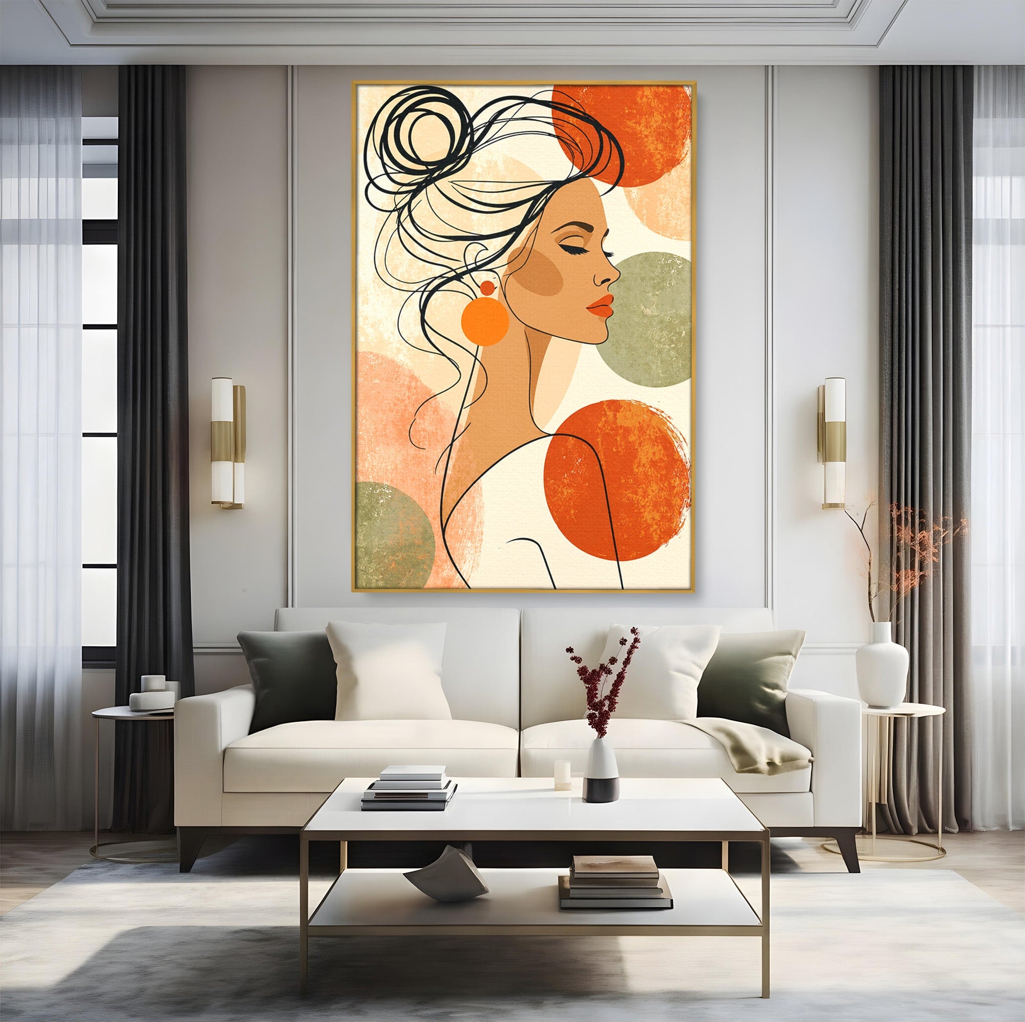 Tablou Canvas Premium LuxCanva® G1285, Profil Feminin Elegant, Portret, Femeie, Eleganta, Abstract, Dormitor, Living, Culori Vibrante