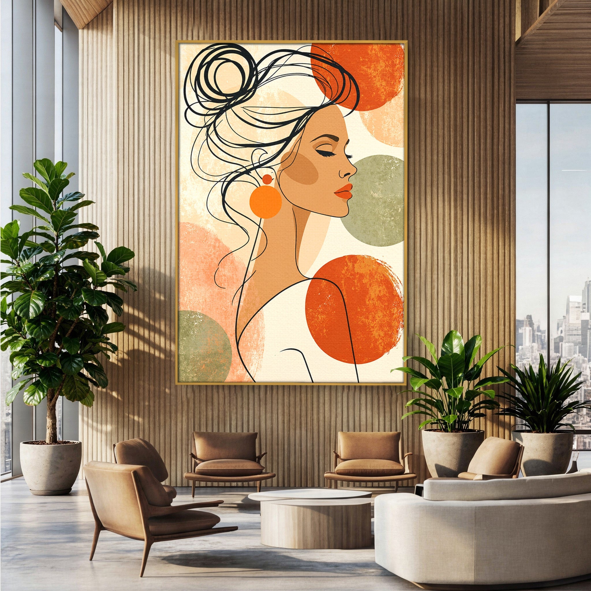 Tablou Canvas Premium LuxCanva® G1285, Profil Feminin Elegant, Portret, Femeie, Eleganta, Abstract, Dormitor, Living, Culori Vibrante