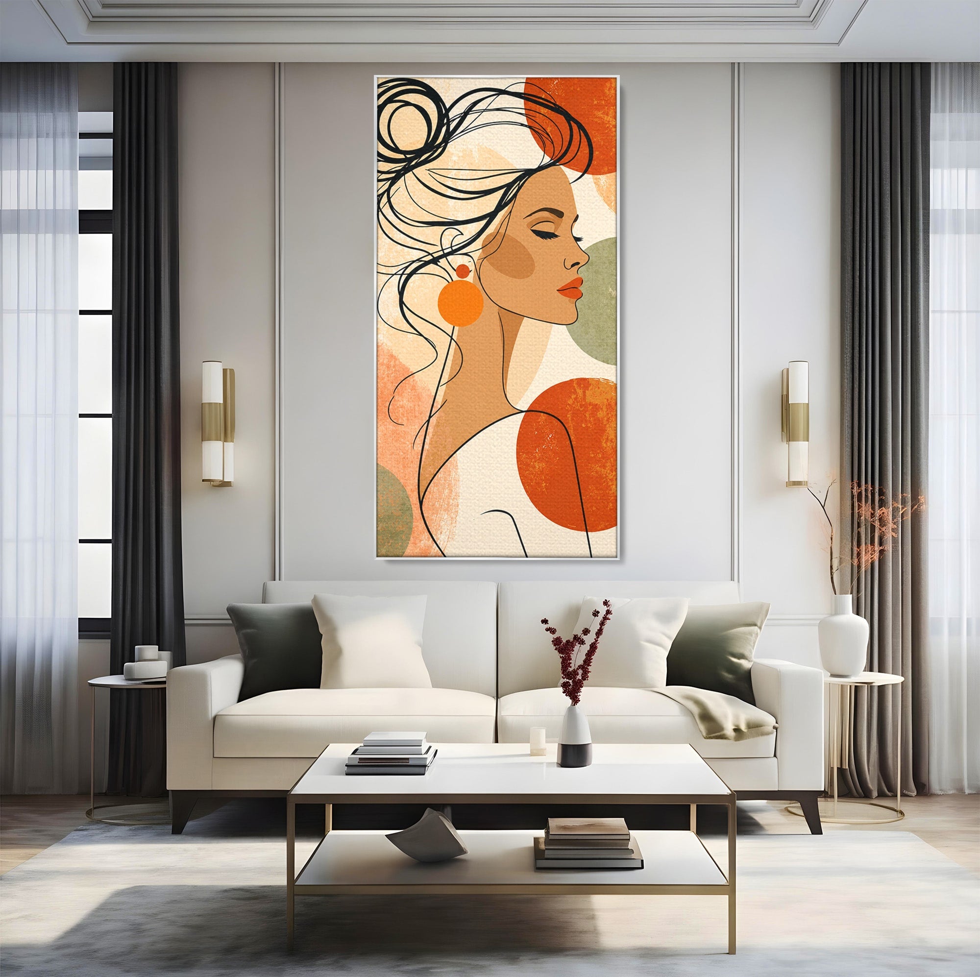 Tablou Canvas Premium LuxCanva® G1285, Profil Feminin Elegant, Portret, Femeie, Eleganta, Abstract, Dormitor, Living, Culori Vibrante