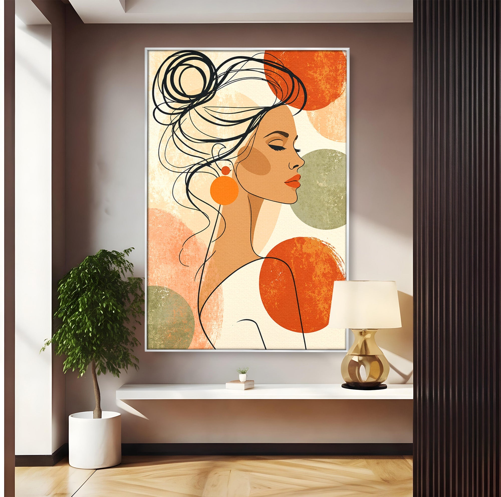 Tablou Canvas Premium LuxCanva® G1285, Profil Feminin Elegant, Portret, Femeie, Eleganta, Abstract, Dormitor, Living, Culori Vibrante