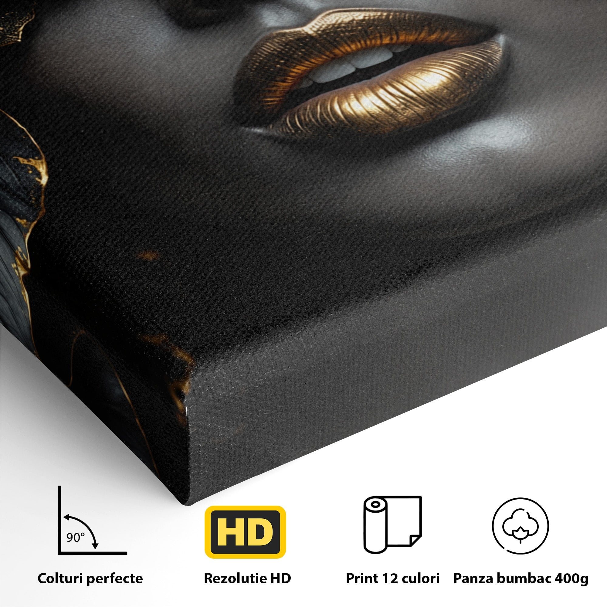 Tablou Canvas Premium LuxCanva® G1286, Misterul Florilor de Aur, Portret, Flori, Mister, Eleganta, Dormitor, Culori Vibrante