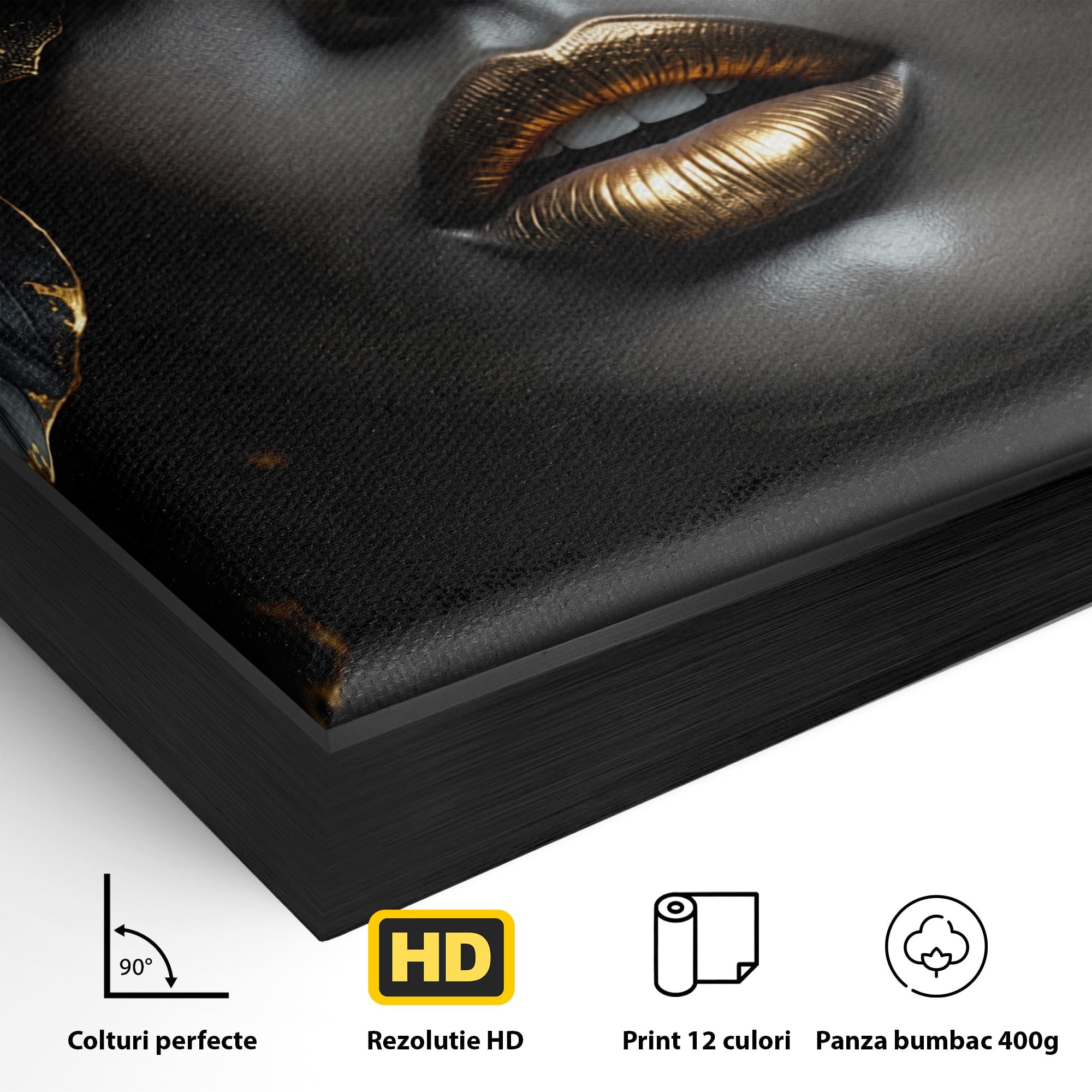 Tablou Canvas Premium LuxCanva® G1286, Misterul Florilor de Aur, Portret, Flori, Mister, Eleganta, Dormitor, Culori Vibrante