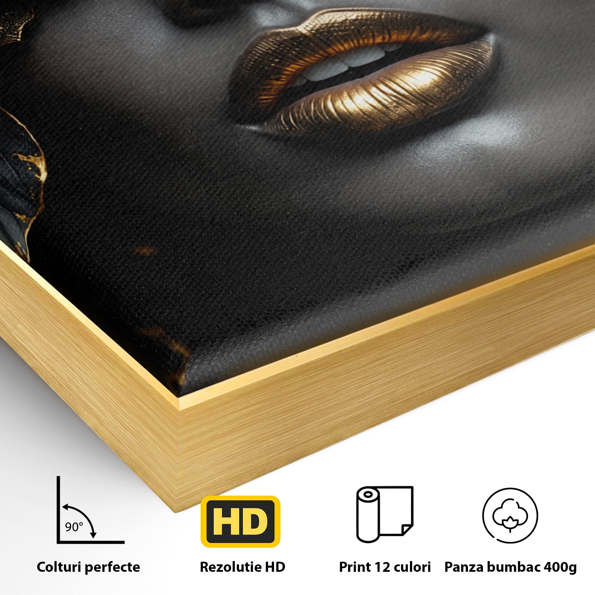 Tablou Canvas Premium LuxCanva® G1286, Misterul Florilor de Aur, Portret, Flori, Mister, Eleganta, Dormitor, Culori Vibrante