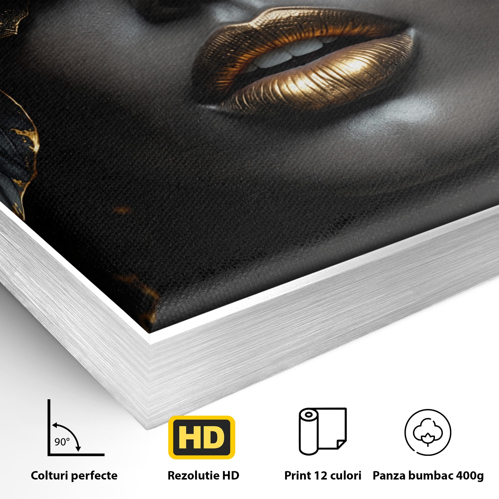 Tablou Canvas Premium LuxCanva® G1286, Misterul Florilor de Aur, Portret, Flori, Mister, Eleganta, Dormitor, Culori Vibrante