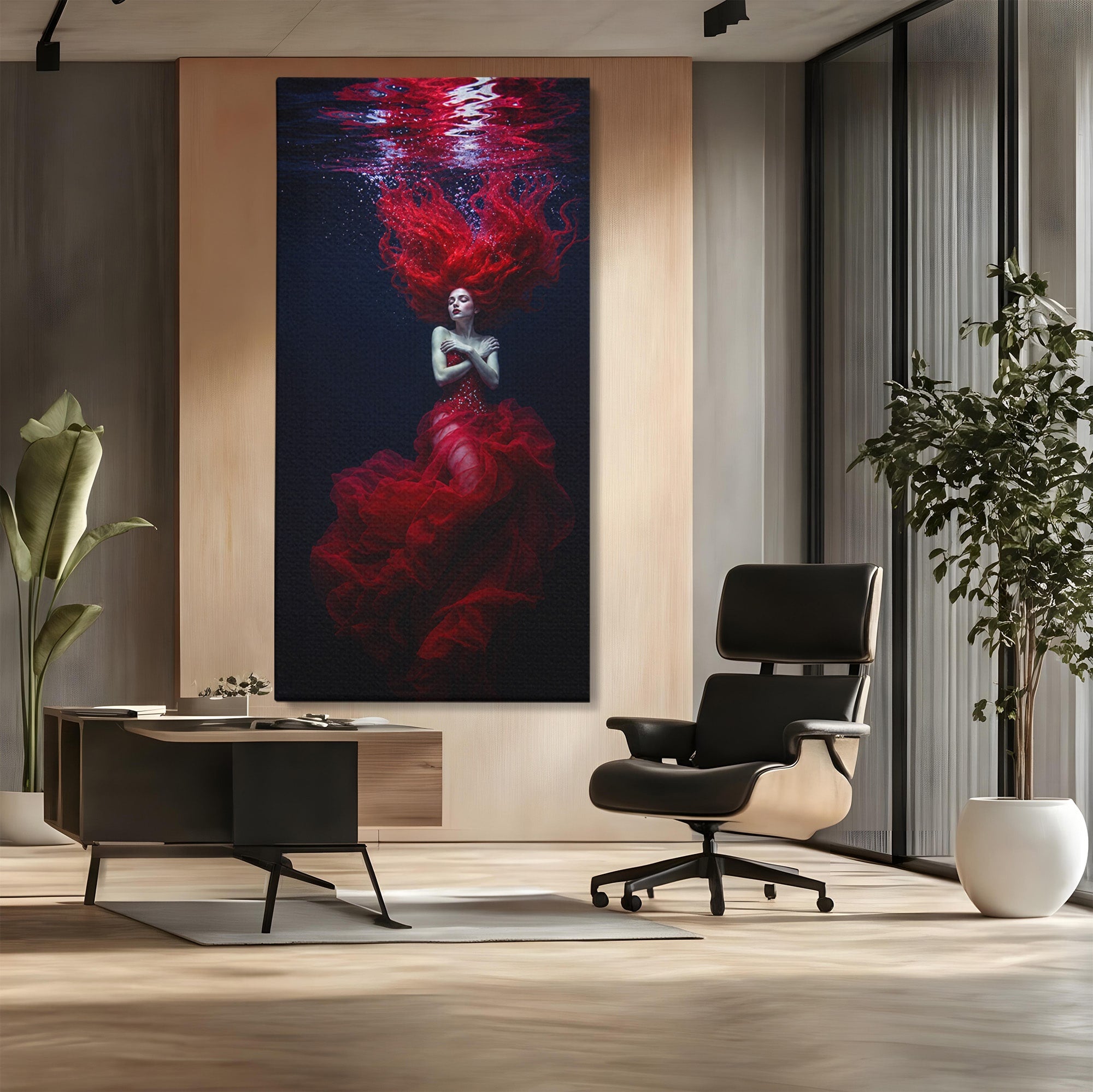 Tablou Canvas Premium LuxCanva® G1287, Sirena In Adancuri, Sirena, Apa, Fantezie, Mister, Dormitor, Culori Vibrante