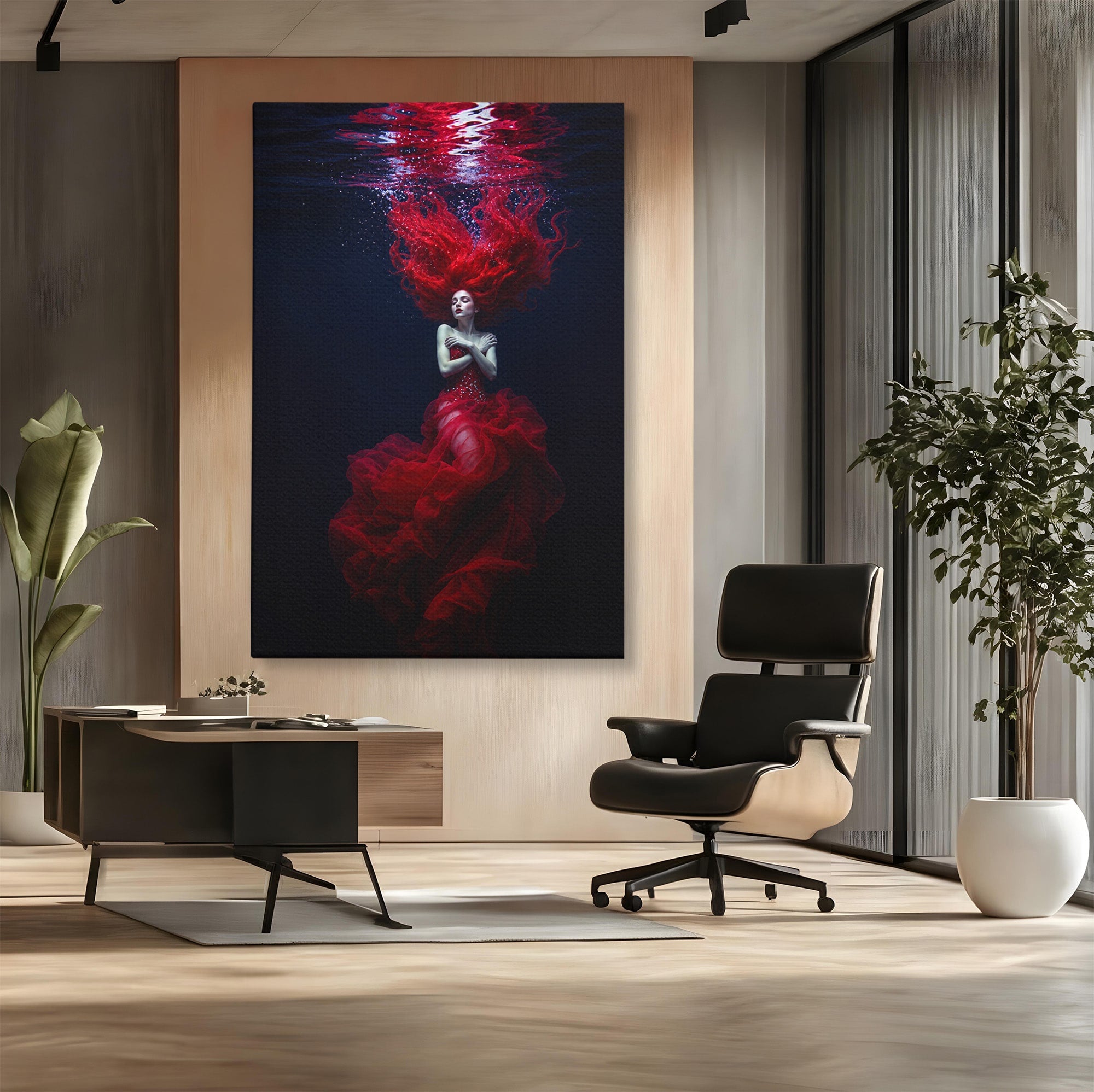 Tablou Canvas Premium LuxCanva® G1287, Sirena In Adancuri, Sirena, Apa, Fantezie, Mister, Dormitor, Culori Vibrante
