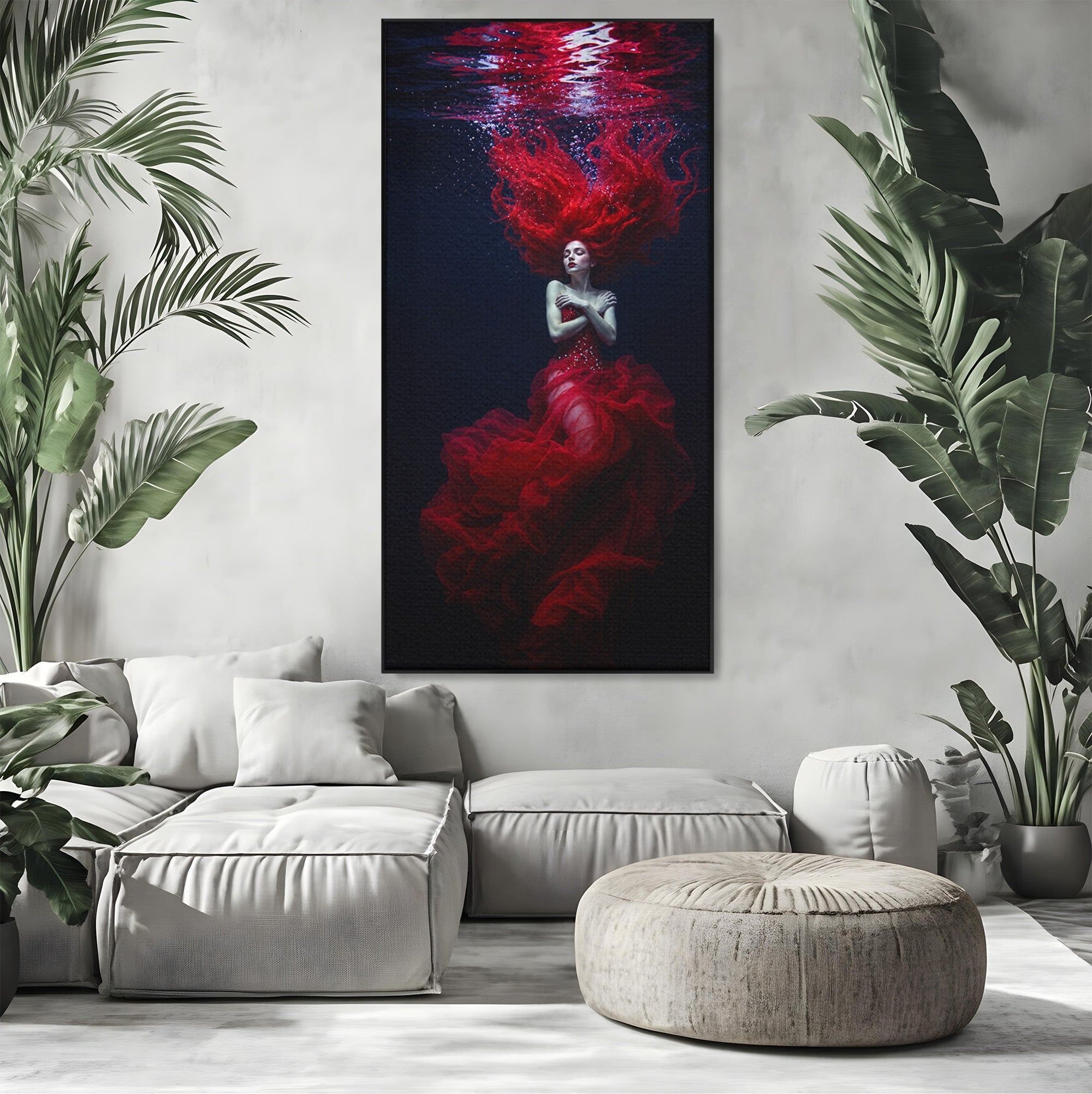 Tablou Canvas Premium LuxCanva® G1287, Sirena In Adancuri, Sirena, Apa, Fantezie, Mister, Dormitor, Culori Vibrante