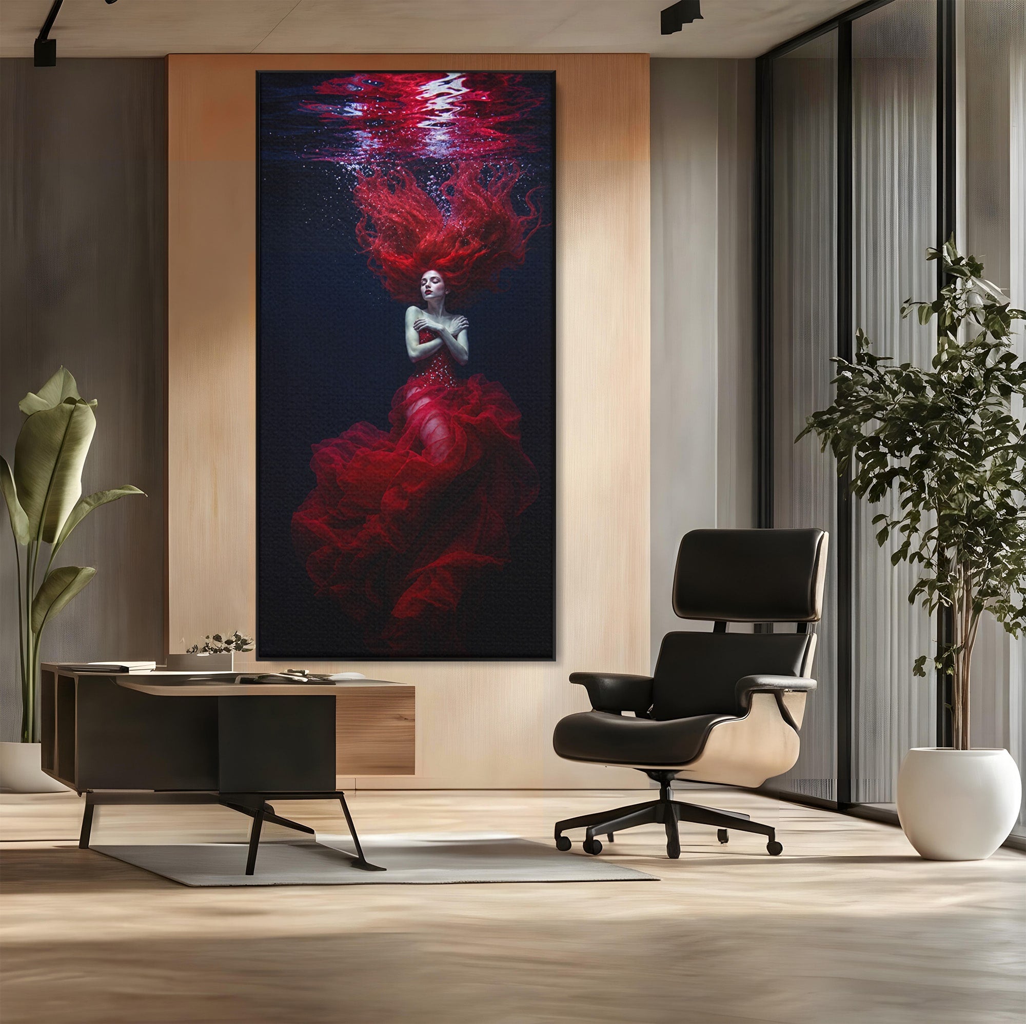Tablou Canvas Premium LuxCanva® G1287, Sirena In Adancuri, Sirena, Apa, Fantezie, Mister, Dormitor, Culori Vibrante