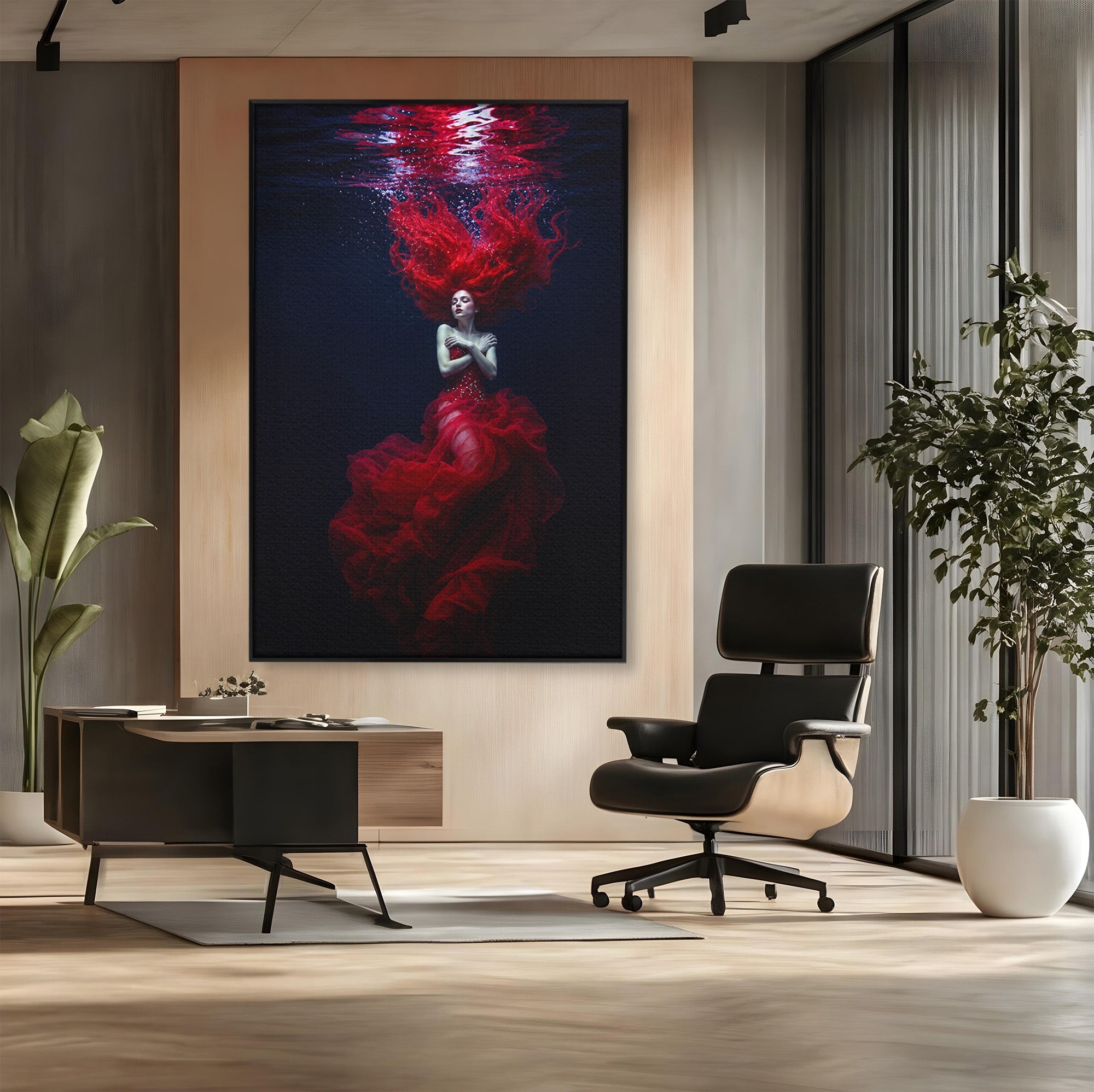 Tablou Canvas Premium LuxCanva® G1287, Sirena In Adancuri, Sirena, Apa, Fantezie, Mister, Dormitor, Culori Vibrante