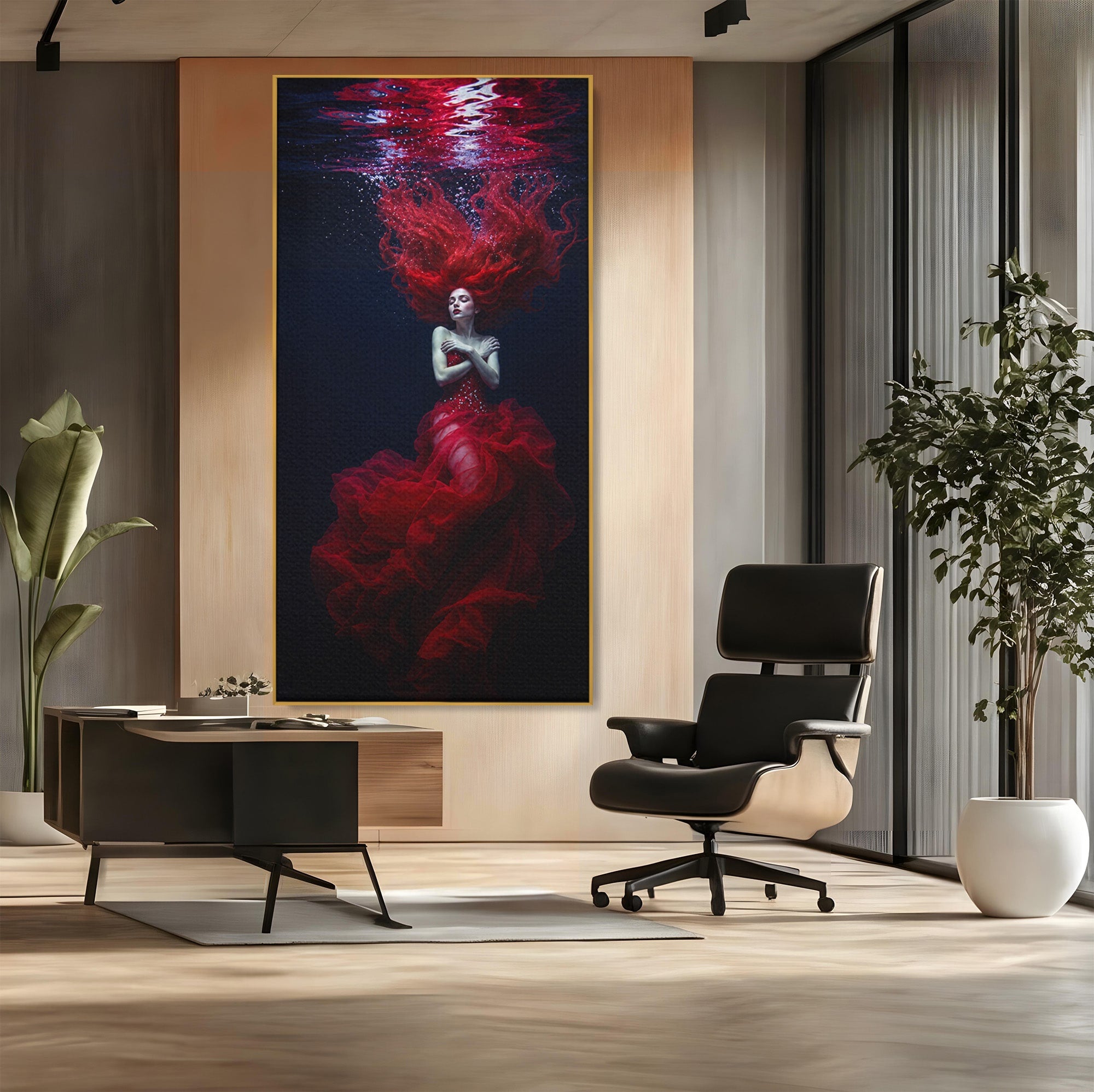 Tablou Canvas Premium LuxCanva® G1287, Sirena In Adancuri, Sirena, Apa, Fantezie, Mister, Dormitor, Culori Vibrante