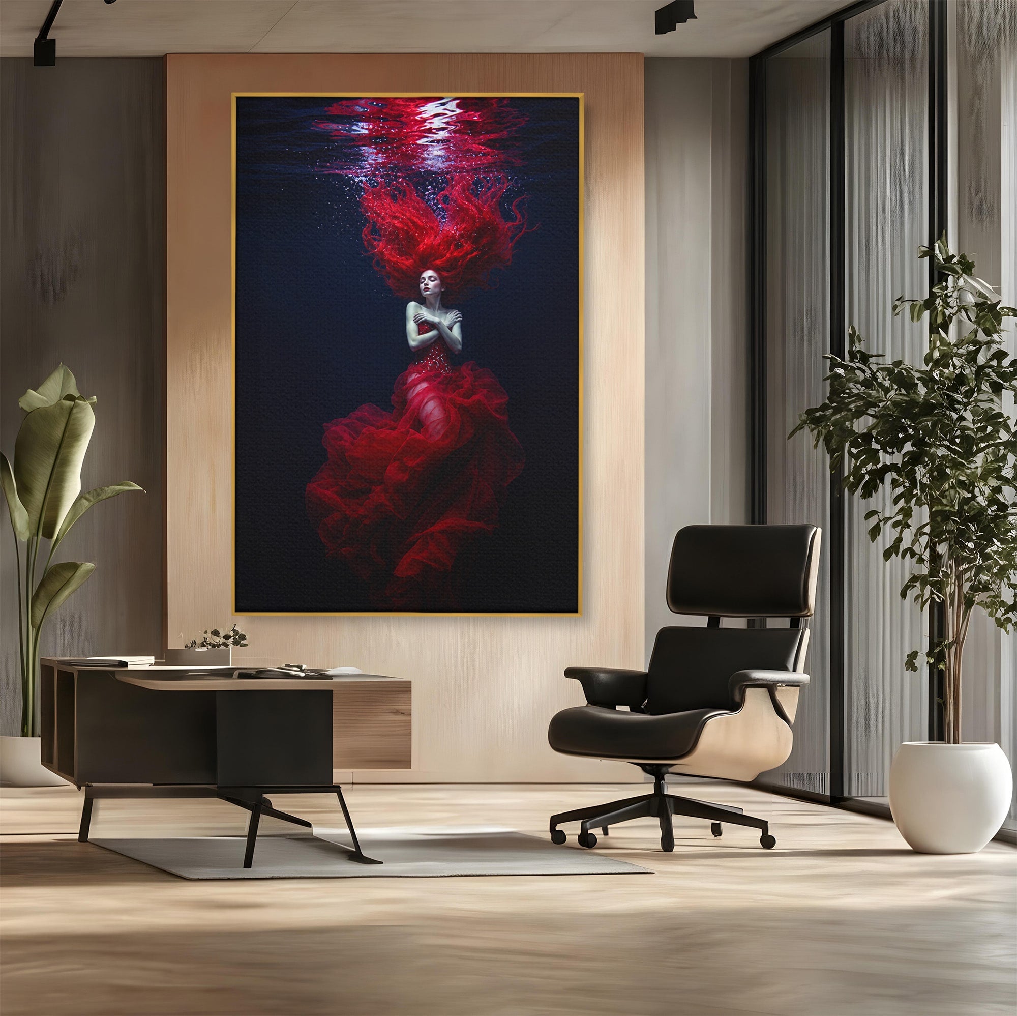 Tablou Canvas Premium LuxCanva® G1287, Sirena In Adancuri, Sirena, Apa, Fantezie, Mister, Dormitor, Culori Vibrante